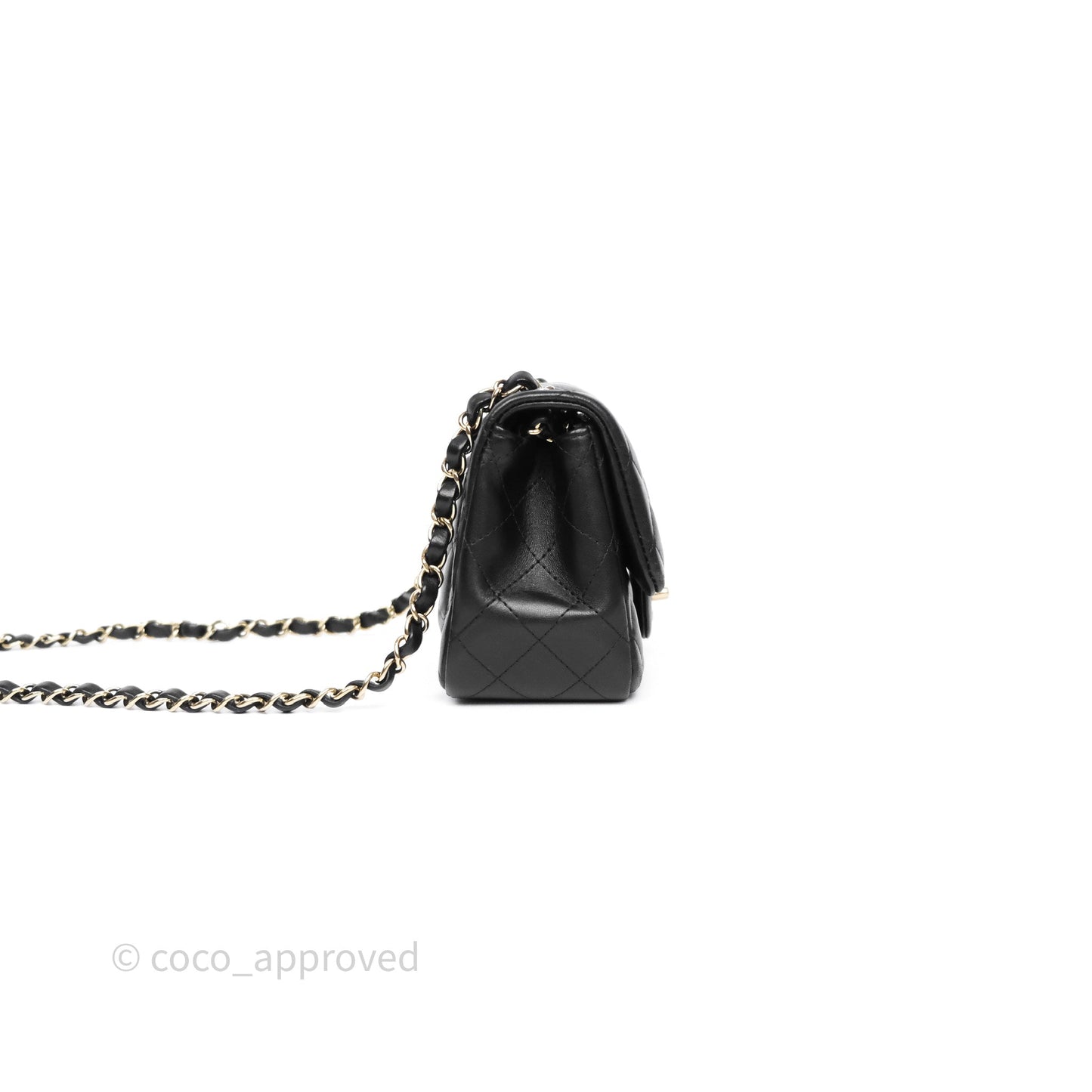 Chanel Mini Square Quilted Black Lambskin Gold Hardware