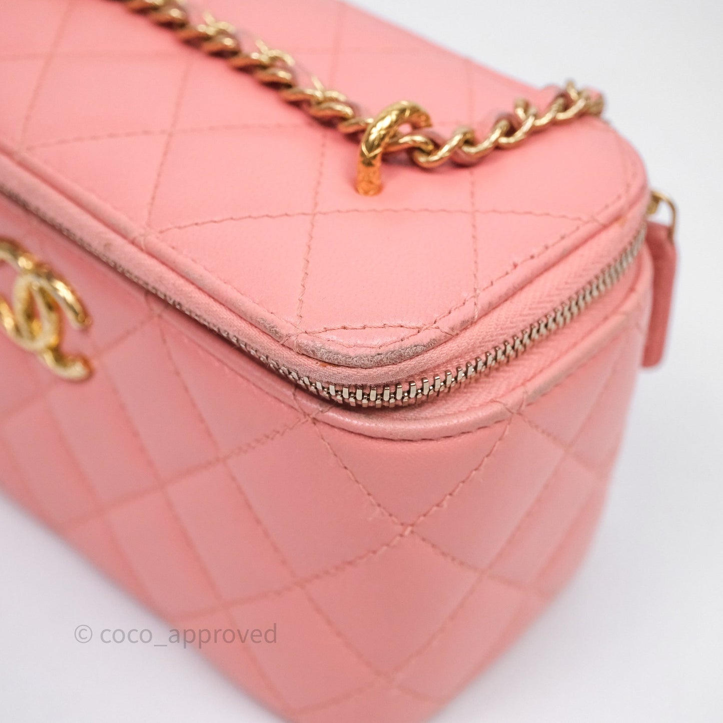 Chanel Quilted Vanity With Chain Pink Gold Hardware