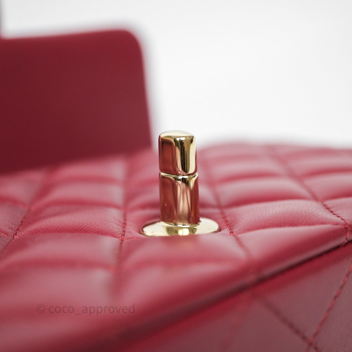 Chanel Top Handle Mini Rectangular Flap Dark Red Lambskin Gold Hardware