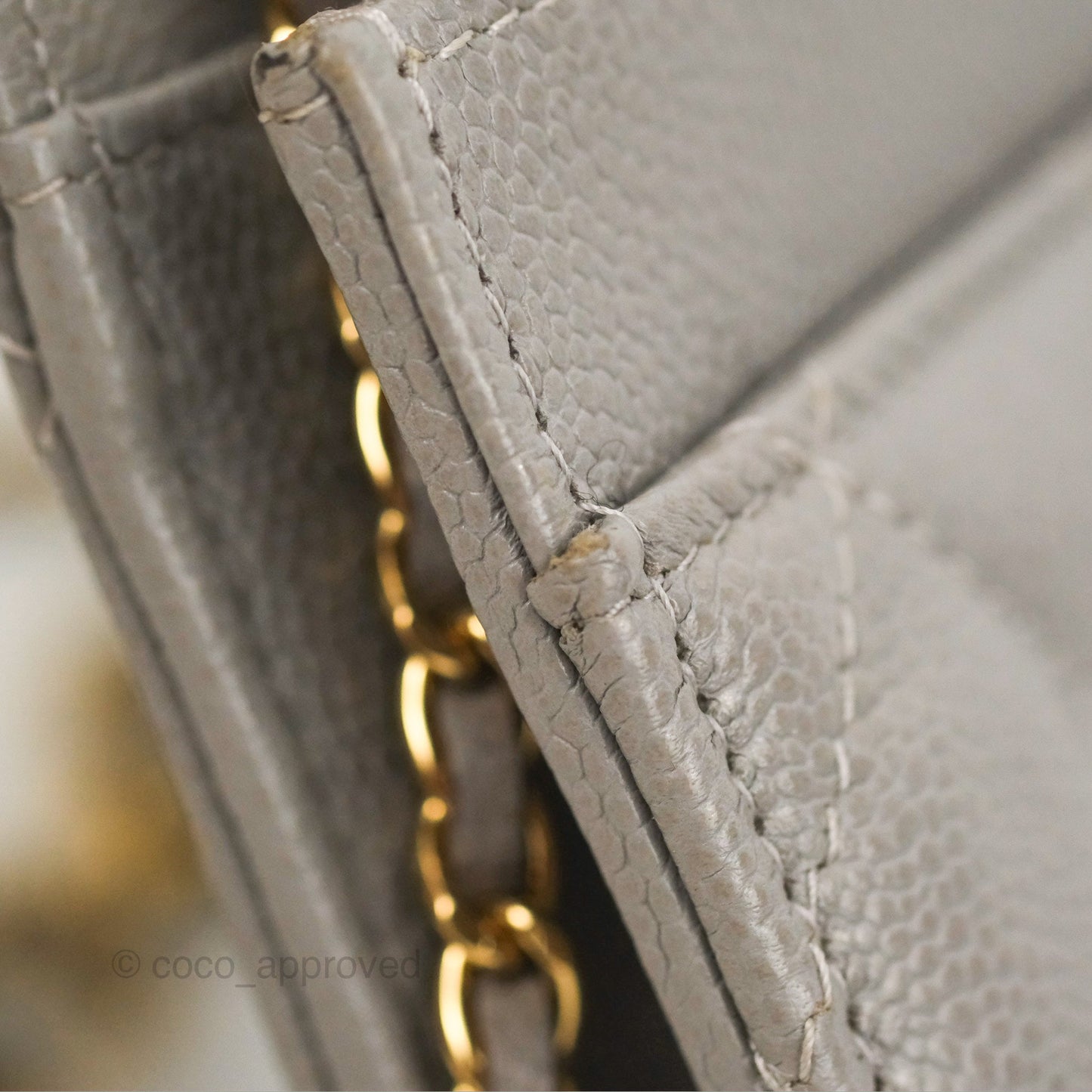 Chanel Quilted WOC Wallet on Chain CC Coco Chain Grey Caviar Gold Hardware