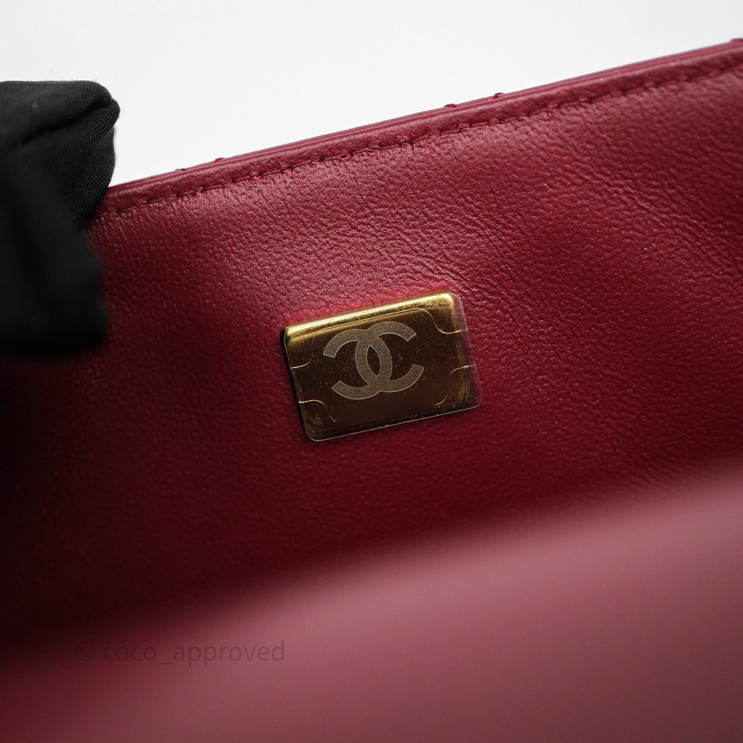 Chanel Top Handle Mini Rectangular Flap Dark Red Lambskin Gold Hardware