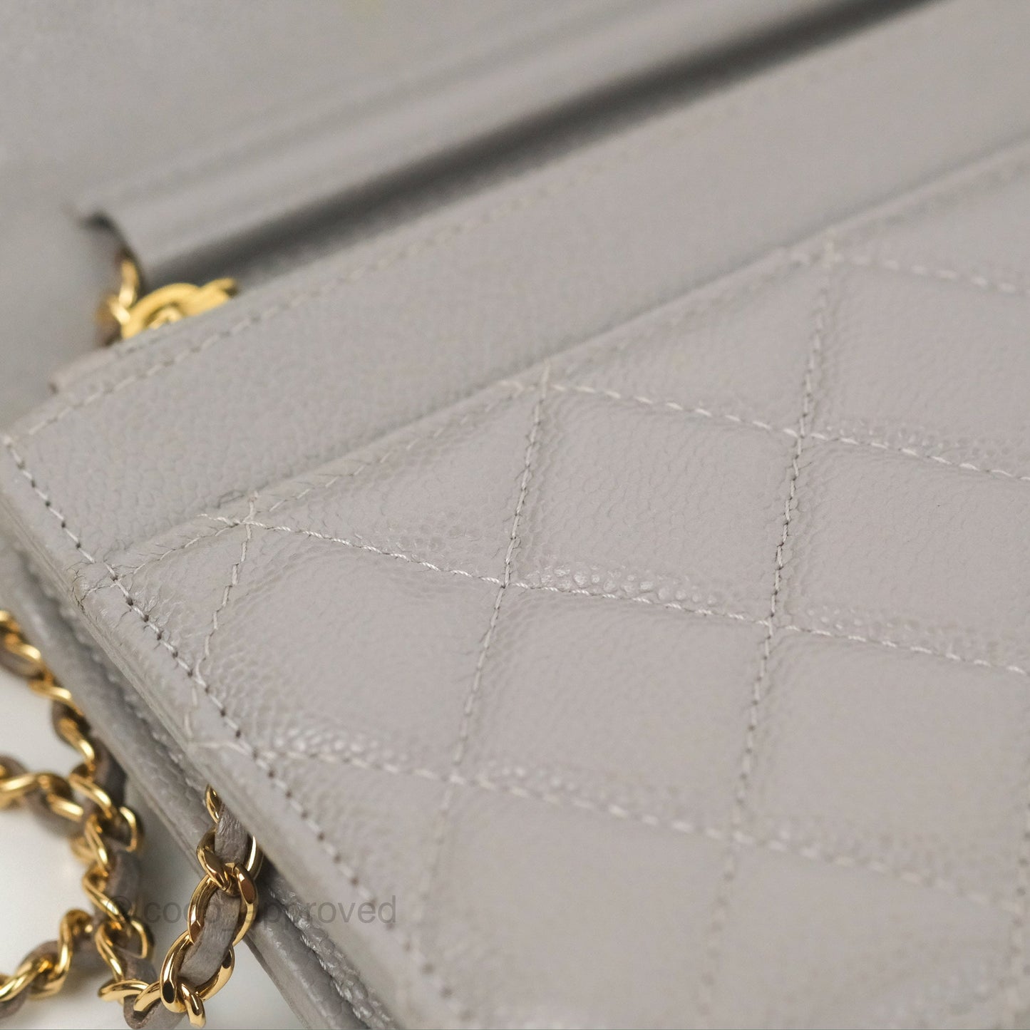 Chanel Quilted WOC Wallet on Chain CC Coco Chain Grey Caviar Gold Hardware