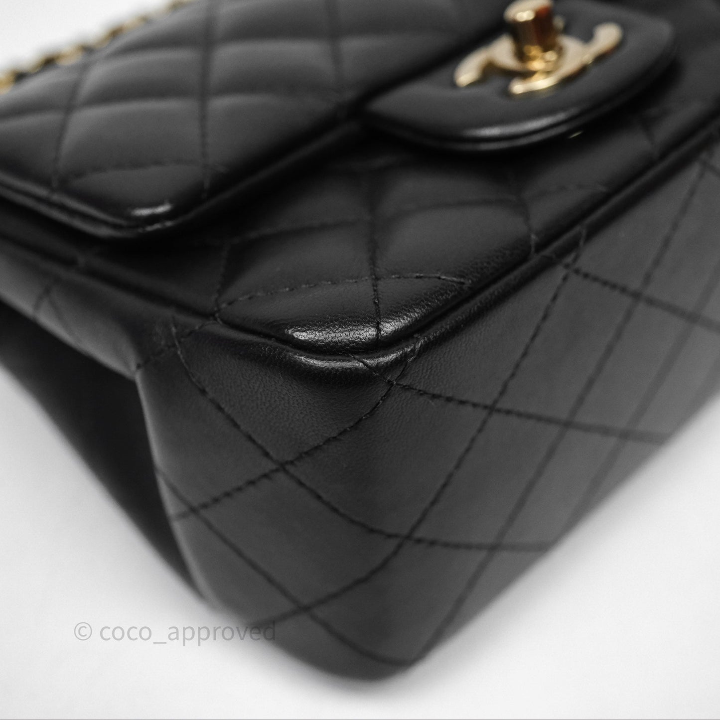Chanel Mini Square Black Lambskin Gold Hardware