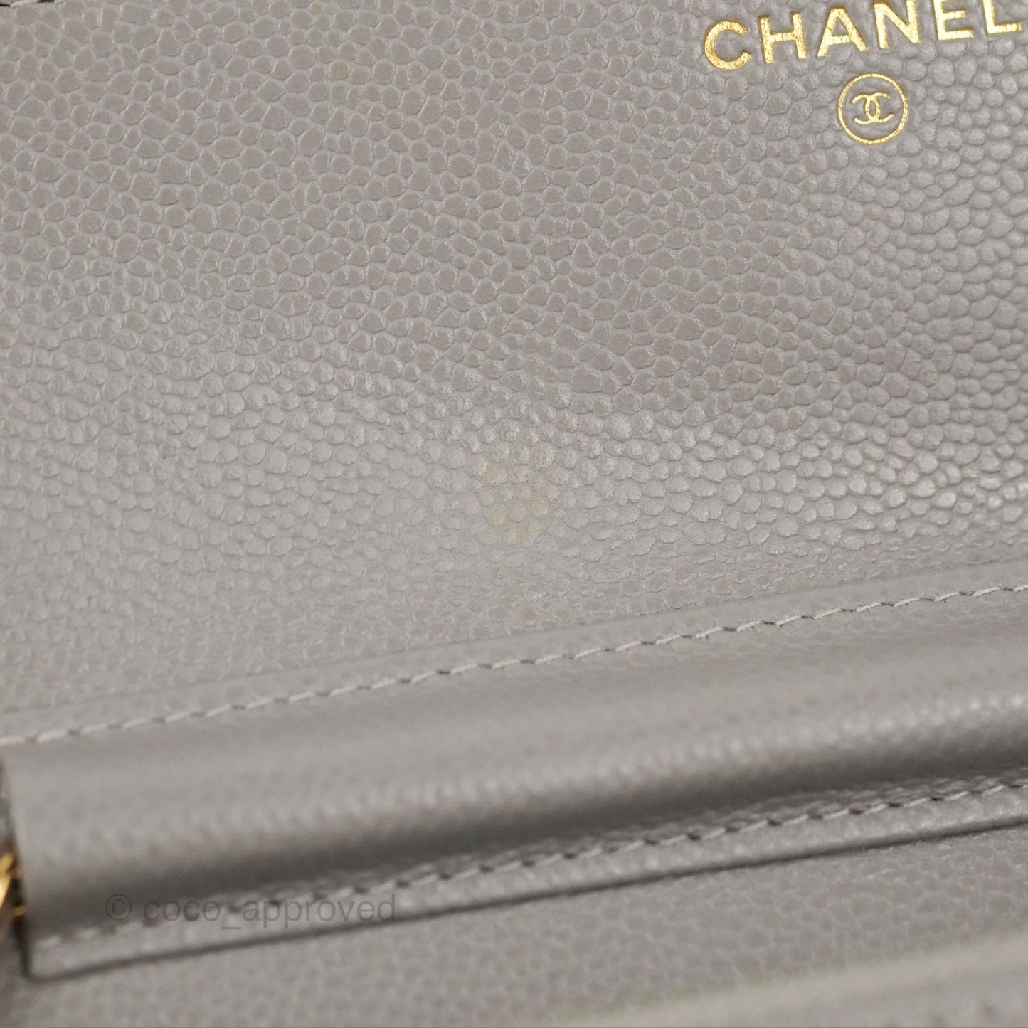 Chanel Quilted WOC Wallet on Chain CC Coco Chain Grey Caviar Gold Hardware