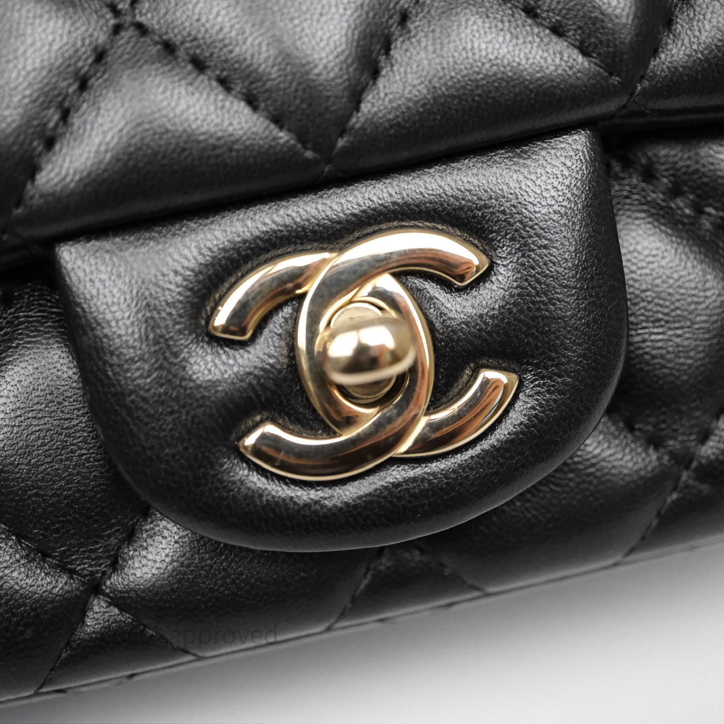 Chanel Mini Square Quilted Black Lambskin Gold Hardware
