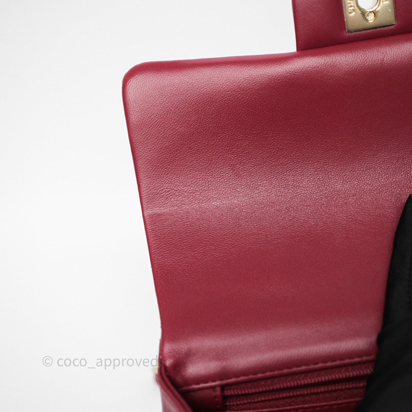 Chanel Top Handle Mini Rectangular Flap Dark Red Lambskin Gold Hardware