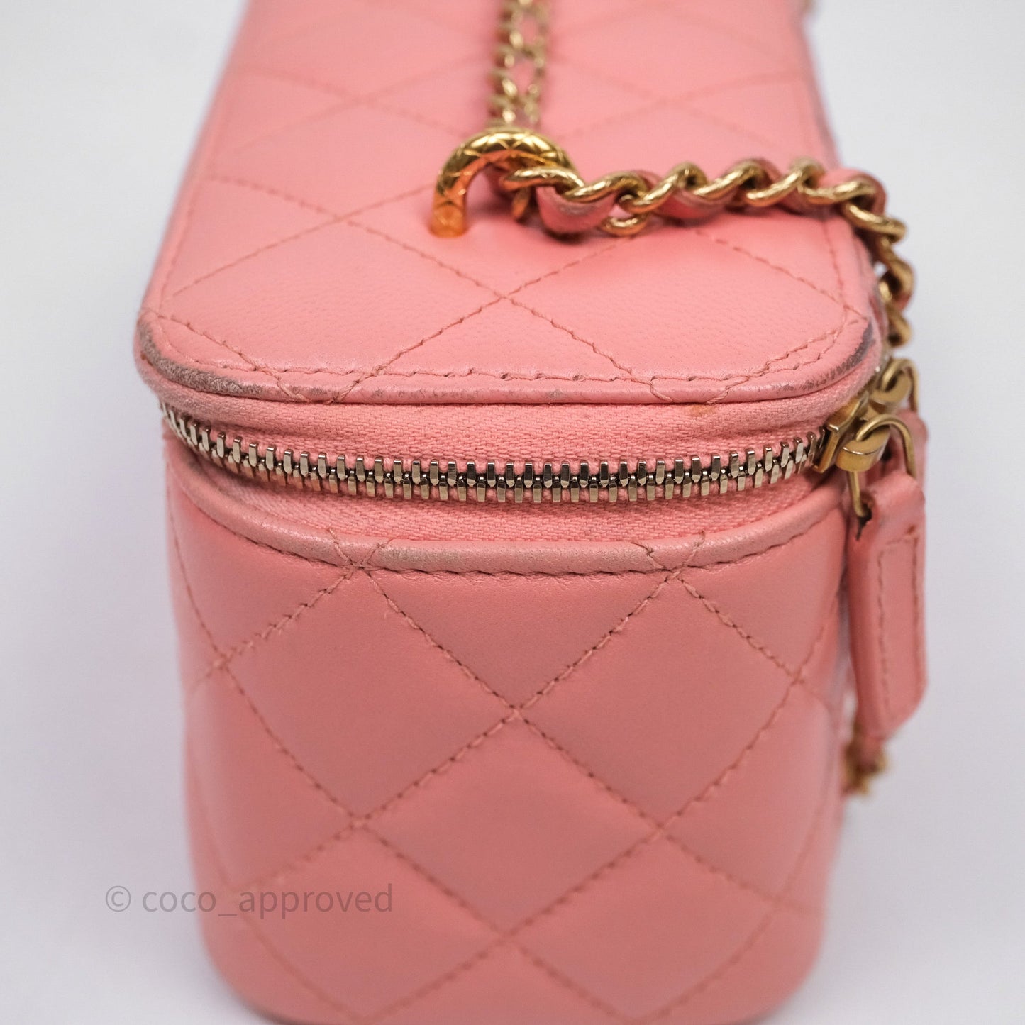 Chanel Quilted Vanity With Chain Pink Gold Hardware