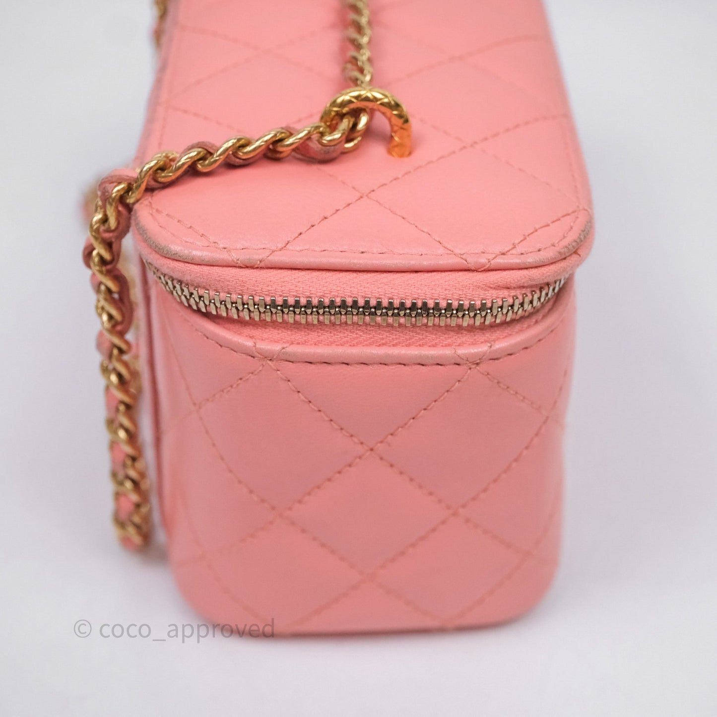Chanel Quilted Vanity With Chain Pink Gold Hardware