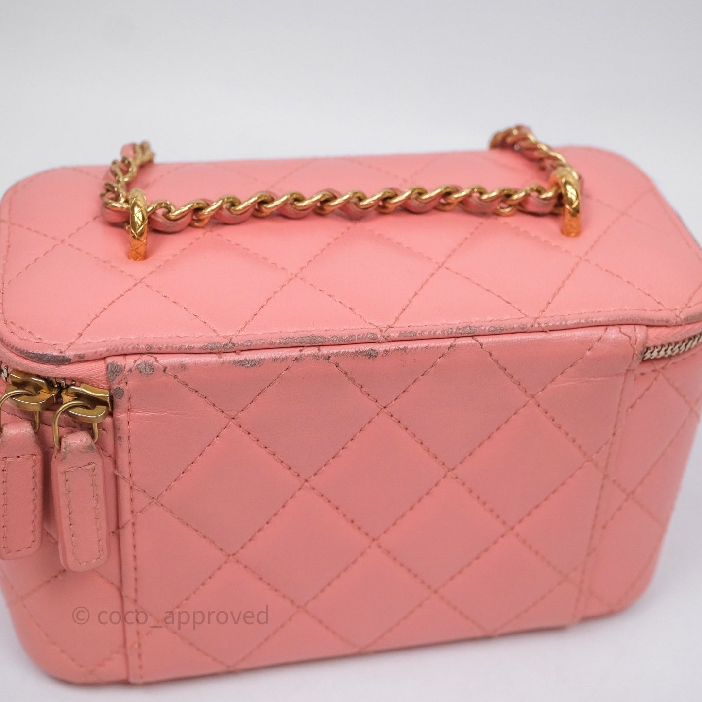 Chanel Quilted Vanity With Chain Pink Gold Hardware
