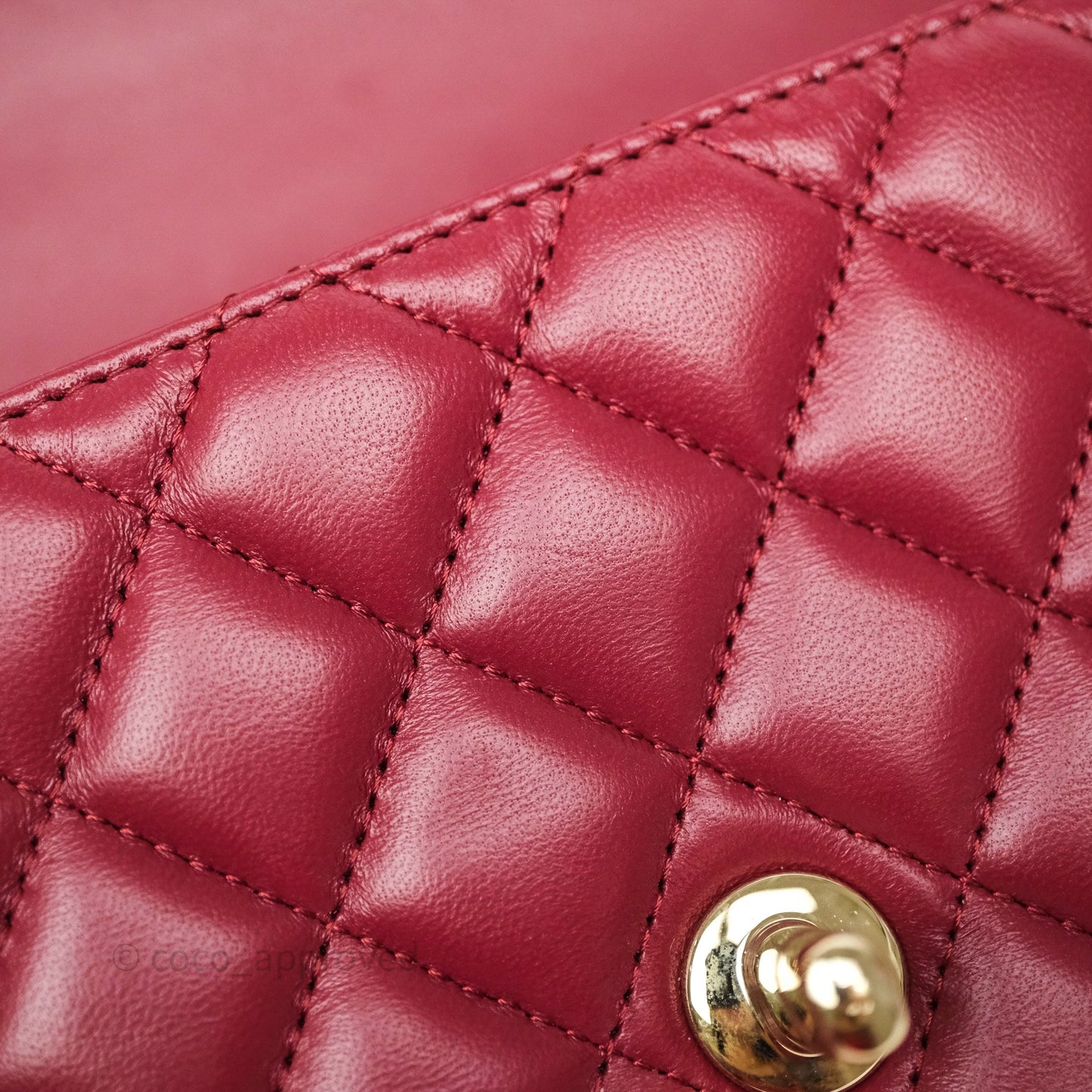 Chanel Top Handle Mini Rectangular Flap Dark Red Lambskin Gold Hardware