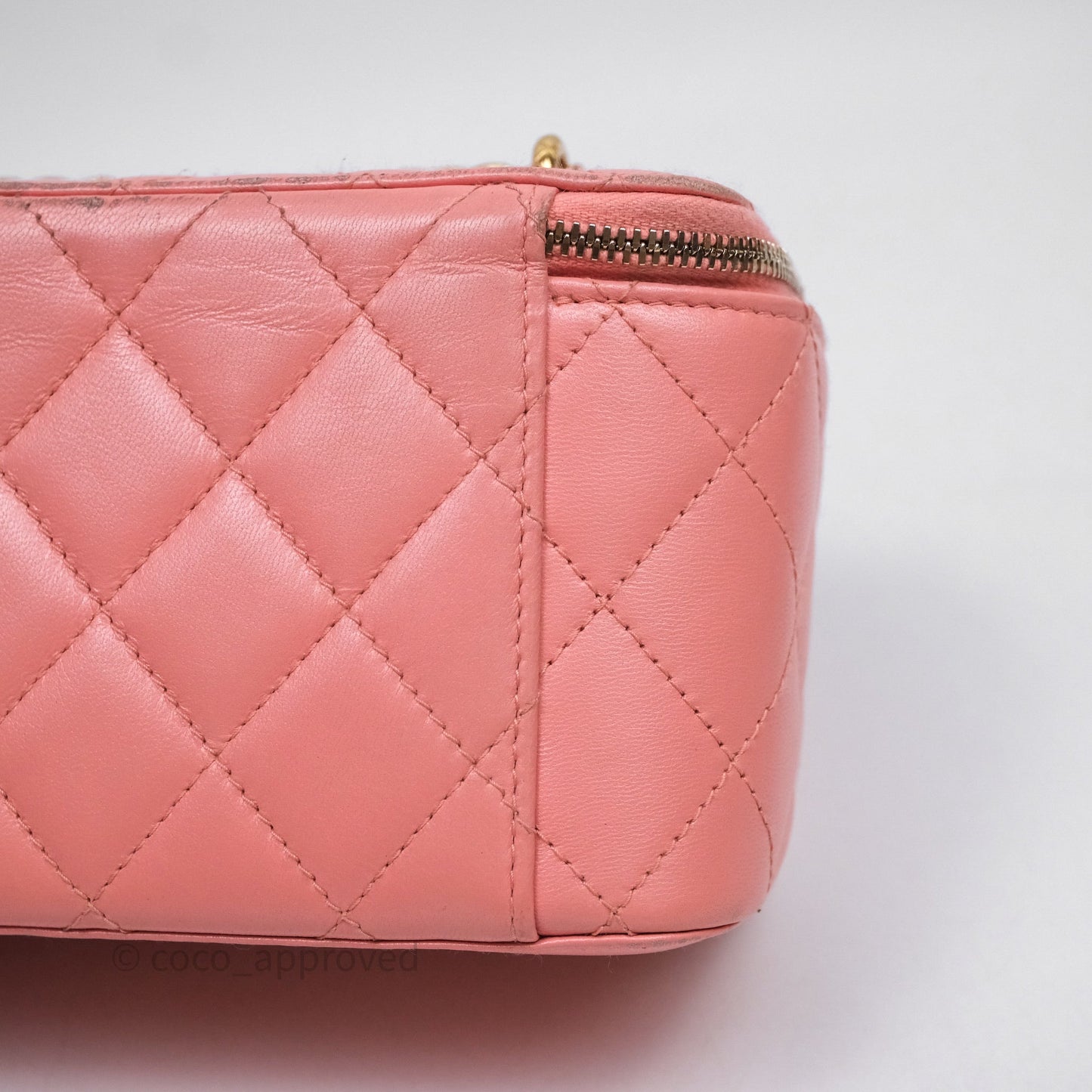 Chanel Quilted Vanity With Chain Pink Gold Hardware