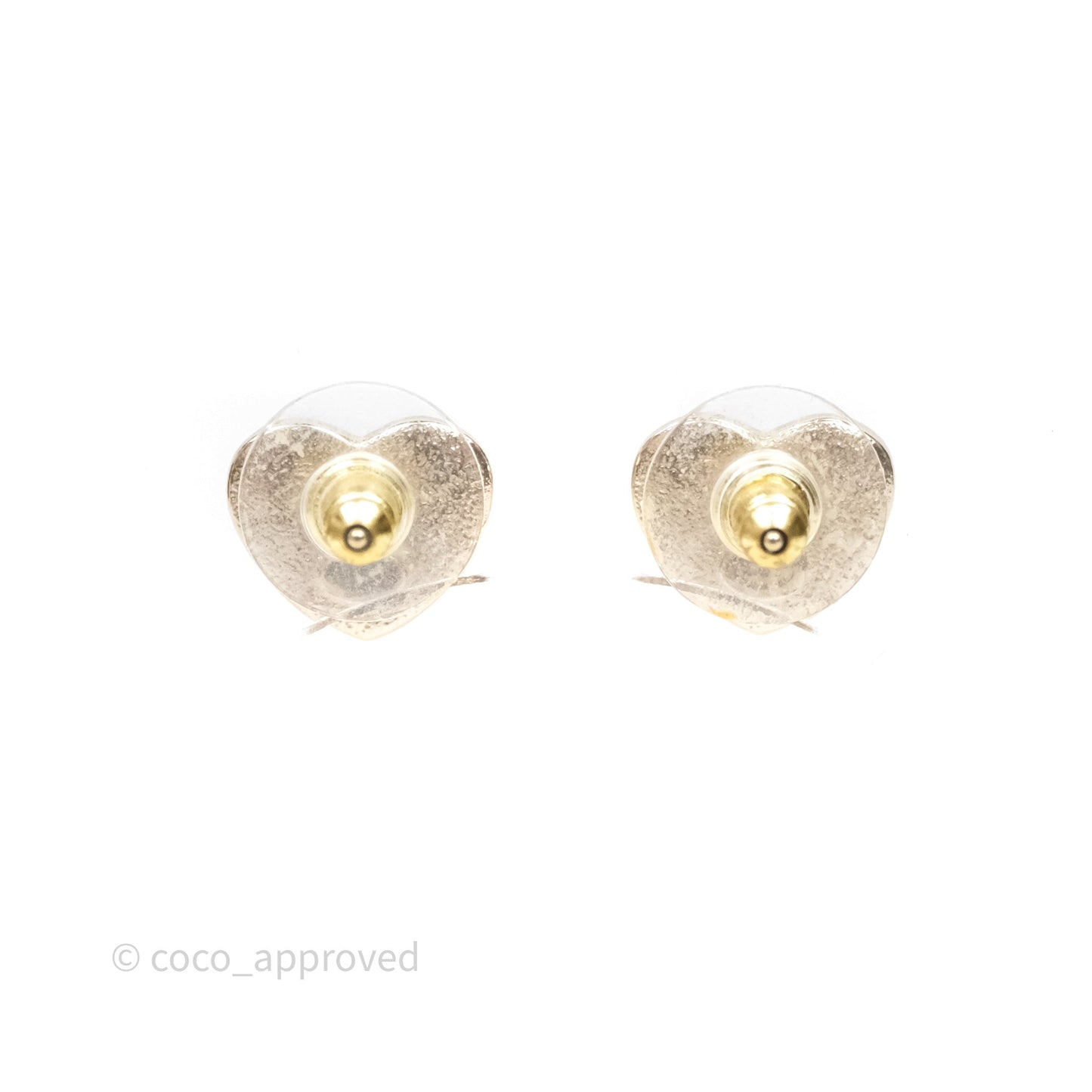 Chanel CC Heart Earrings White Gold Tone 24S