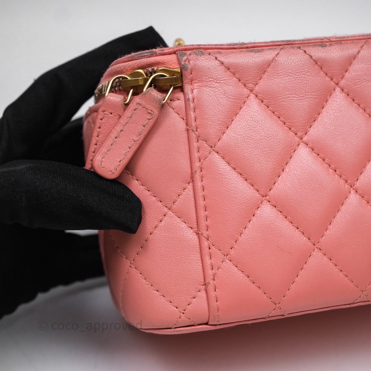 Chanel Quilted Vanity With Chain Pink Gold Hardware
