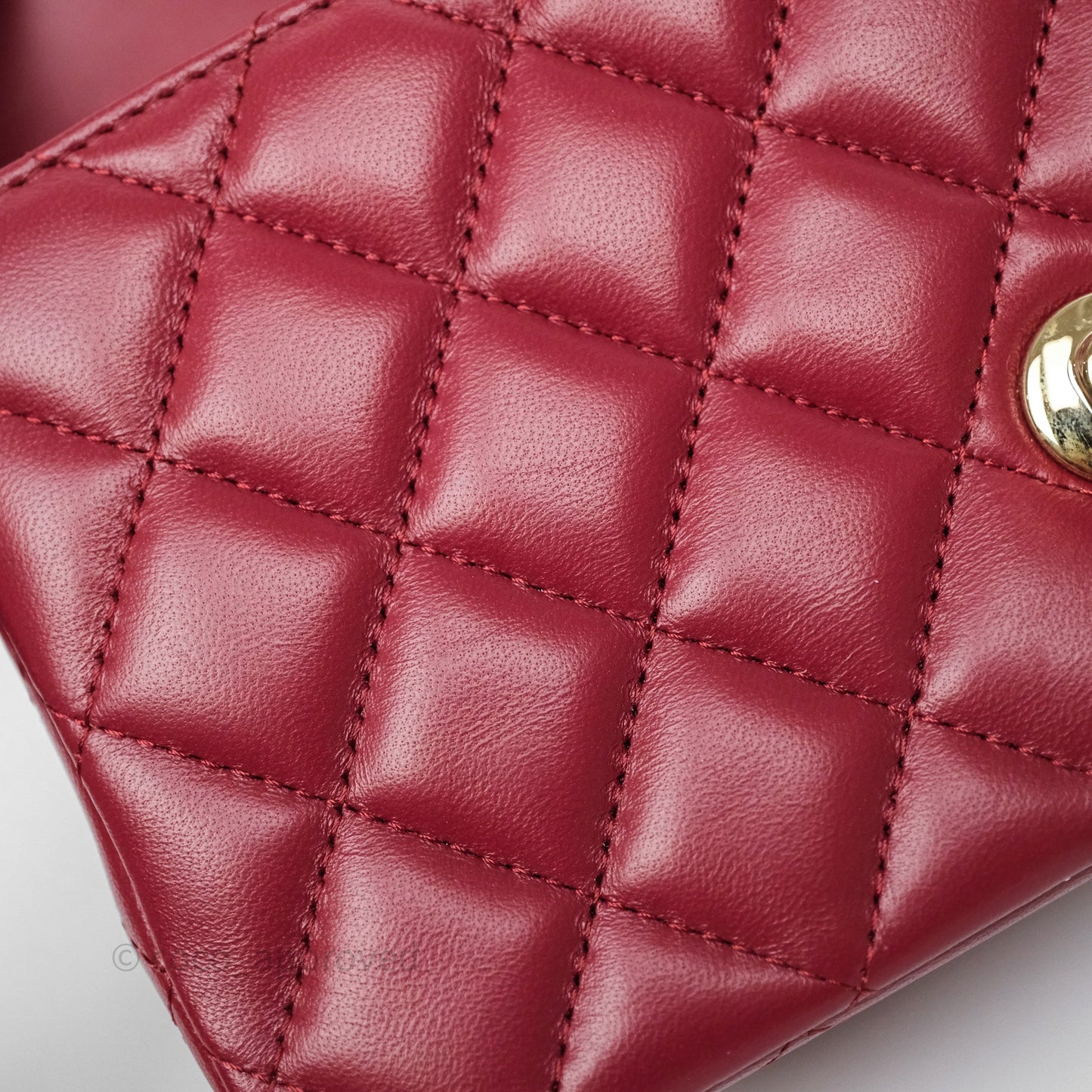 Chanel Top Handle Mini Rectangular Flap Dark Red Lambskin Gold Hardware