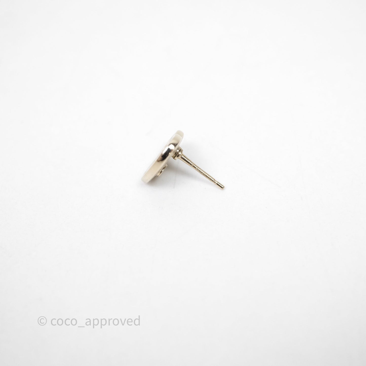 Chanel CC Heart Earrings White Gold Tone 24S