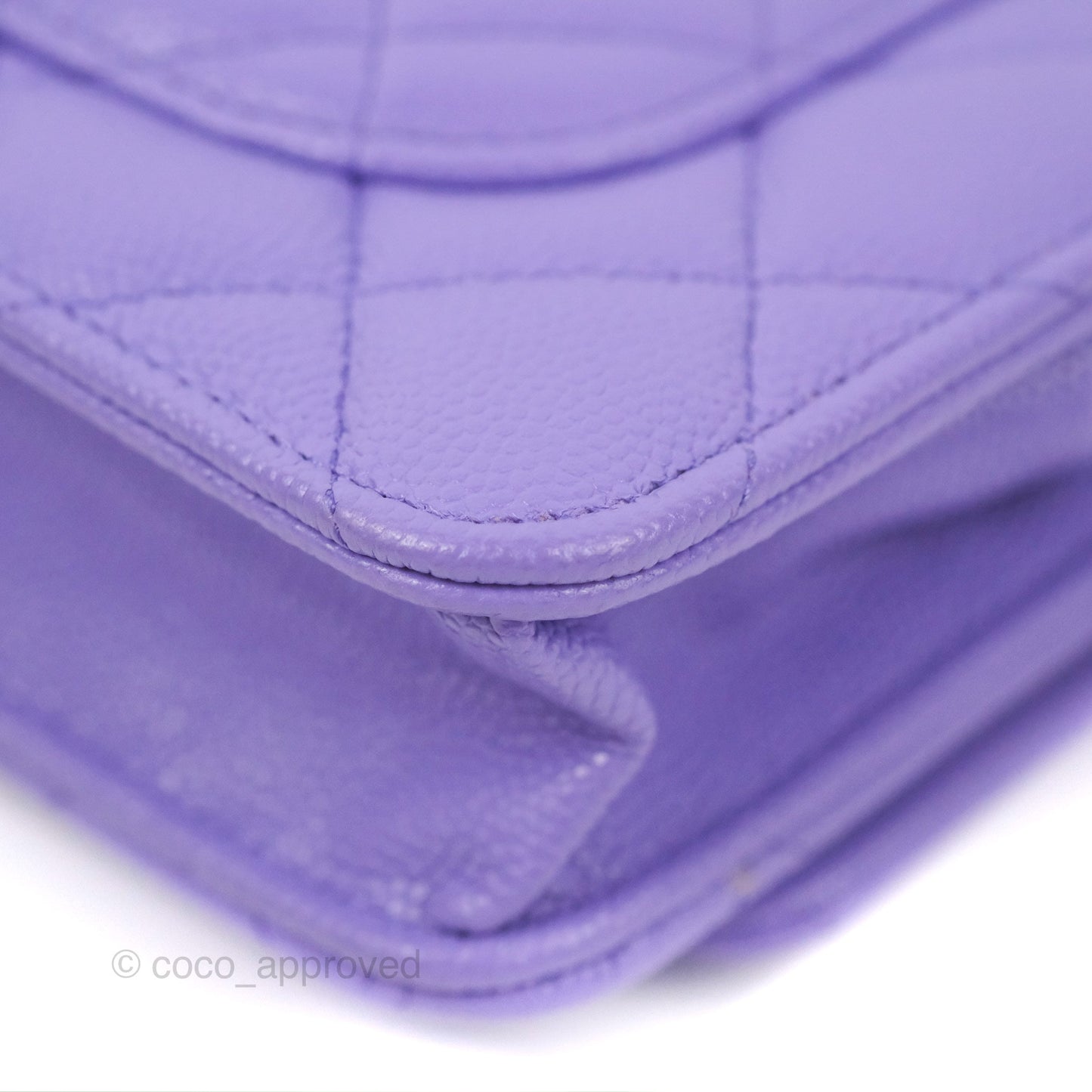 Chanel Quilted Classic Wallet on Chain WOC Purple Caviar Gold Hardware