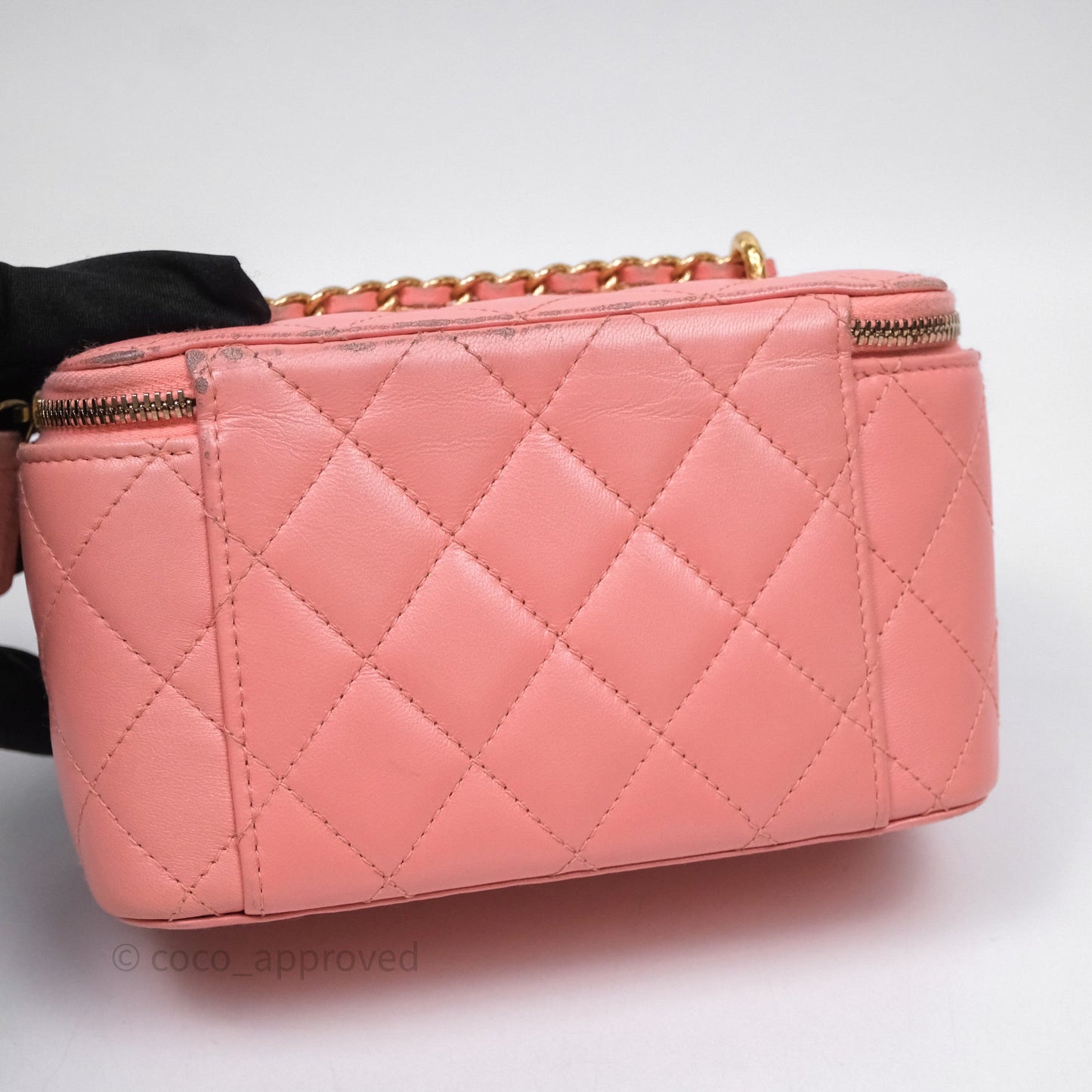 Chanel Quilted Vanity With Chain Pink Gold Hardware