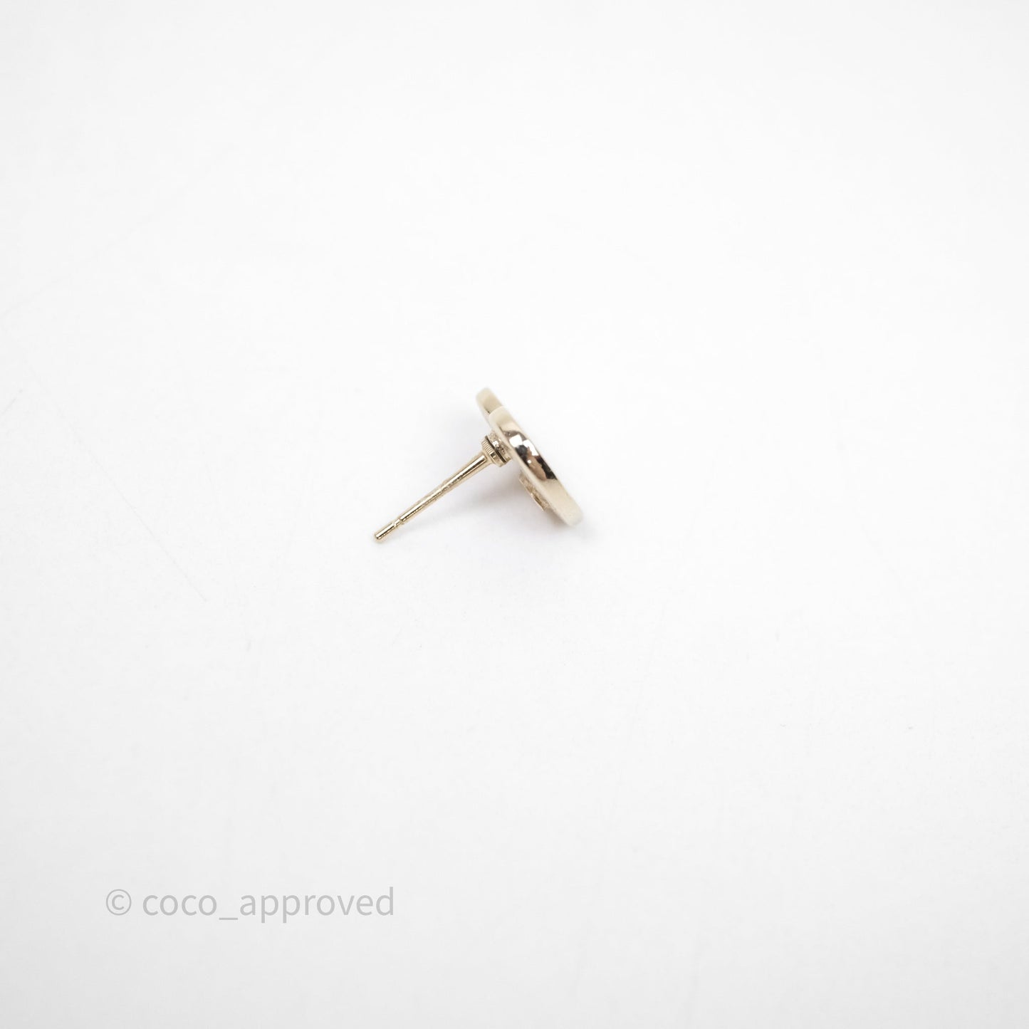 Chanel CC Heart Earrings White Gold Tone 24S