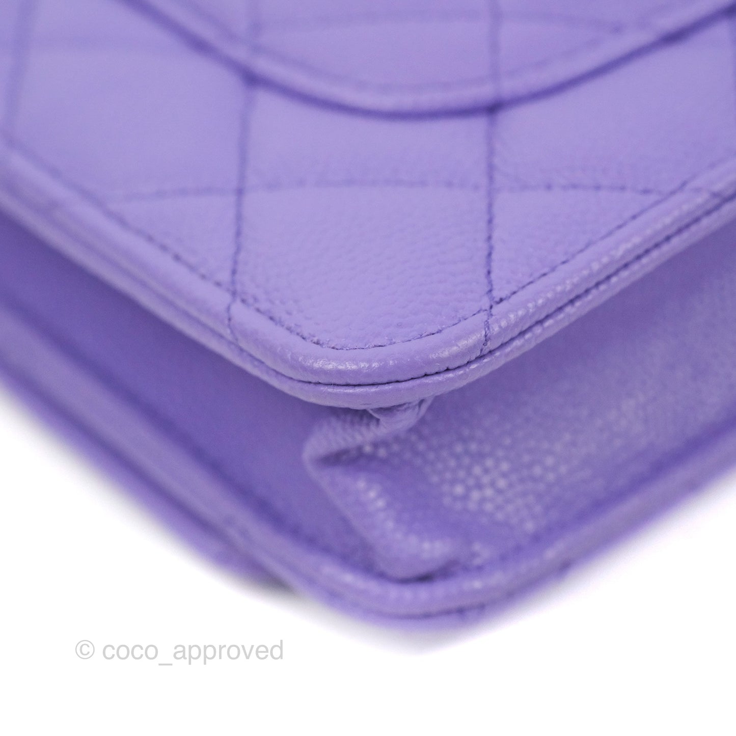 Chanel Quilted Classic Wallet on Chain WOC Purple Caviar Gold Hardware