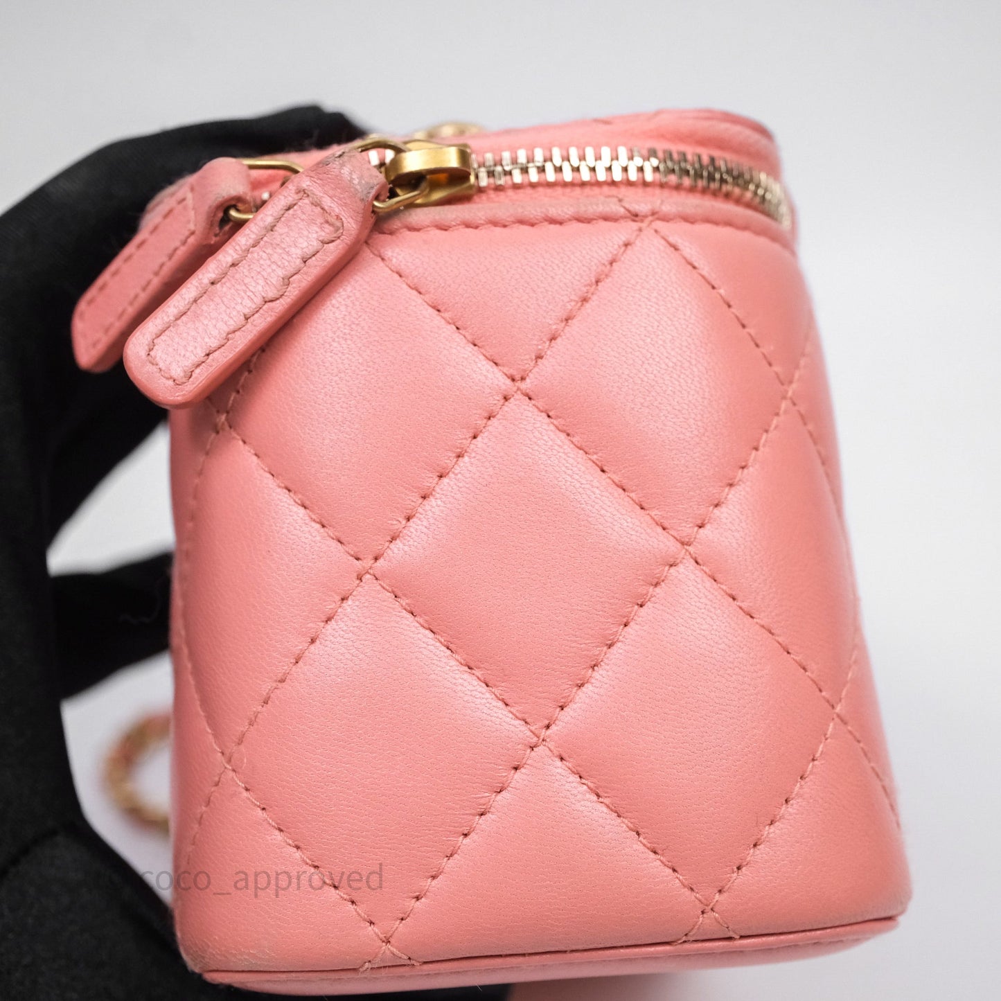 Chanel Quilted Vanity With Chain Pink Gold Hardware