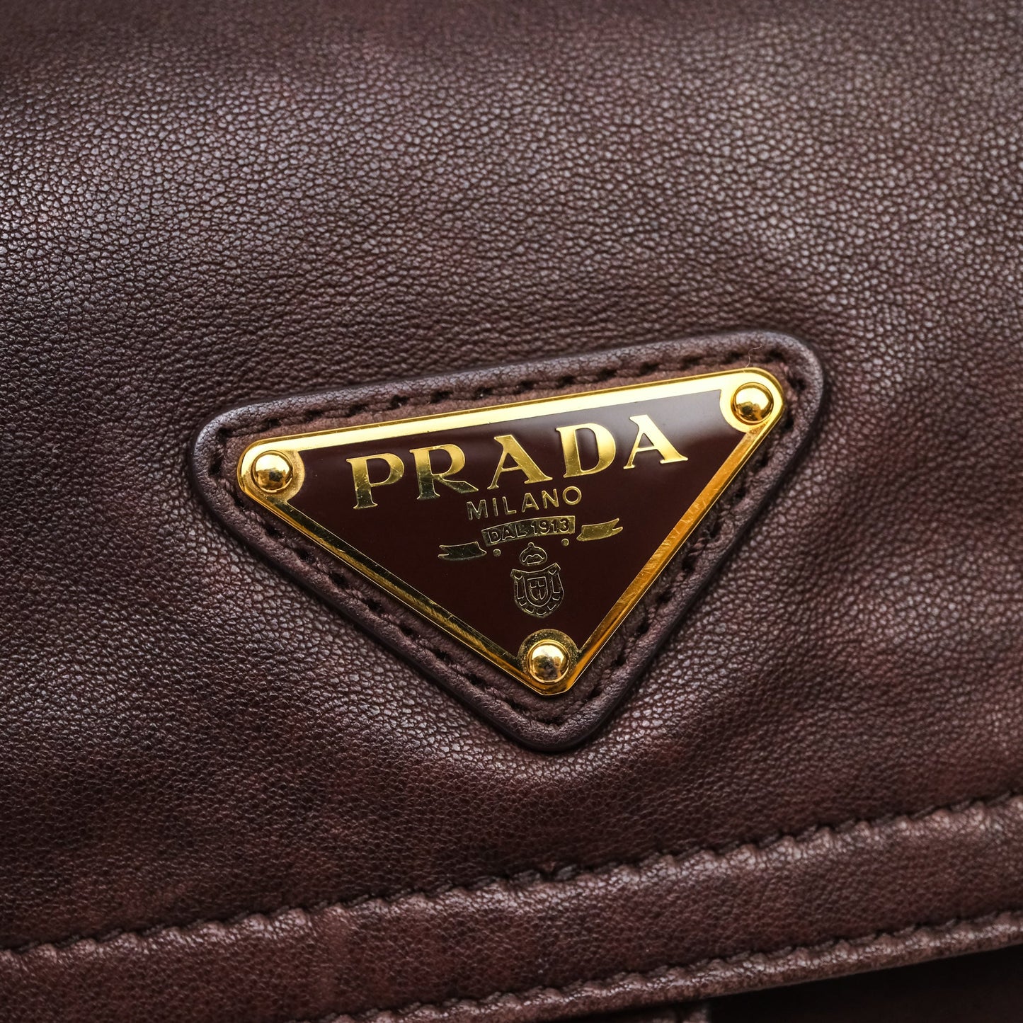 Prada Explore Medium Nappa Leather Shoulder Bag Chocolate Brown
