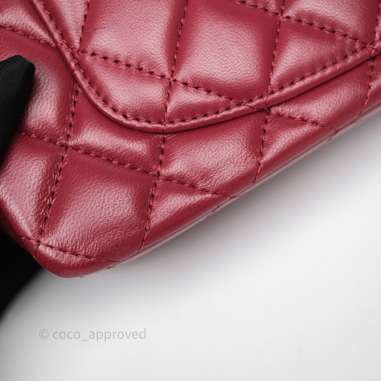Chanel Top Handle Mini Rectangular Flap Dark Red Lambskin Gold Hardware