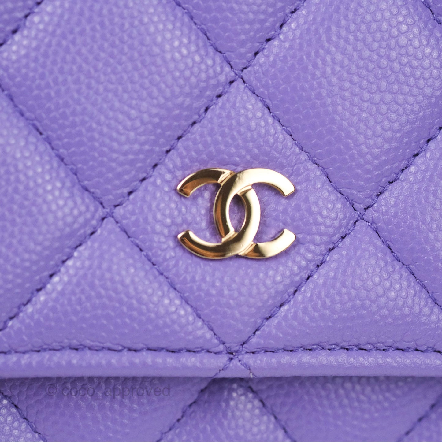 Chanel Quilted Classic Wallet on Chain WOC Purple Caviar Gold Hardware