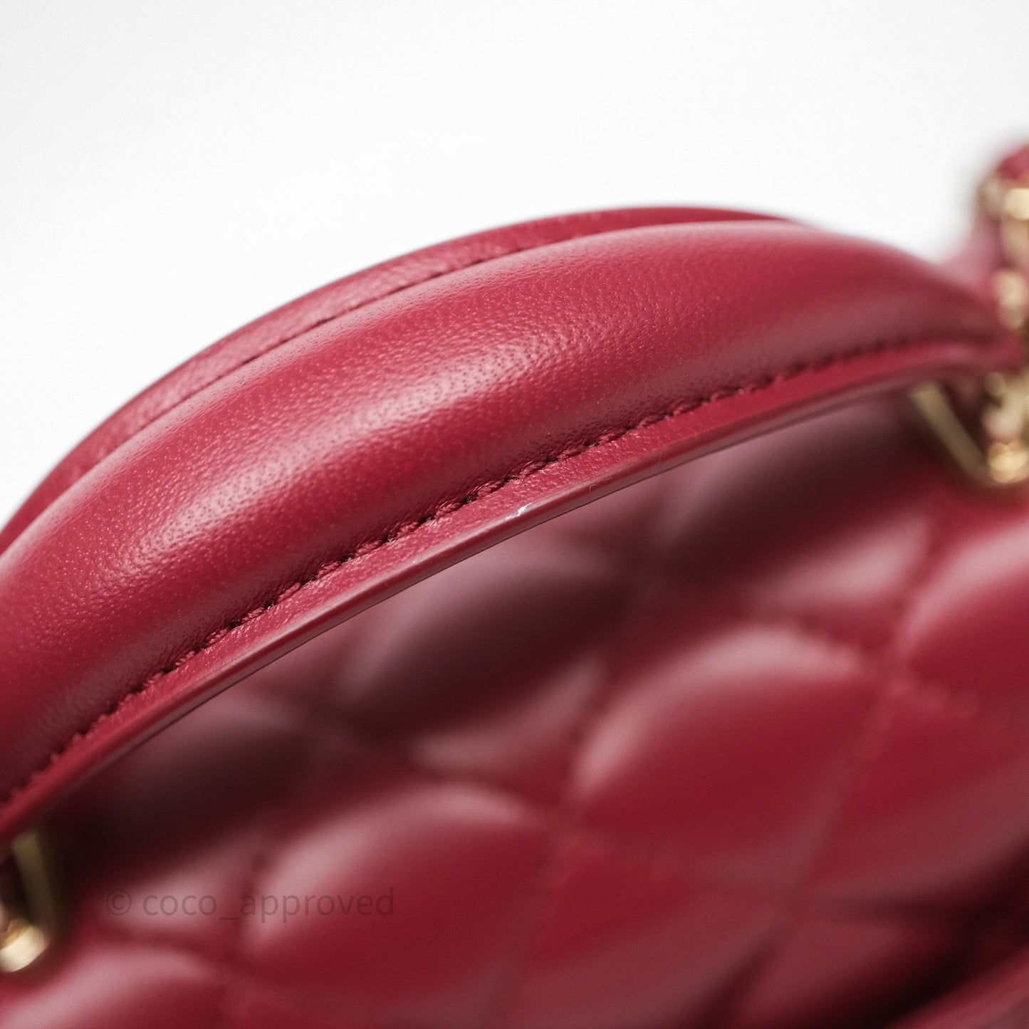 Chanel Top Handle Mini Rectangular Flap Dark Red Lambskin Gold Hardware