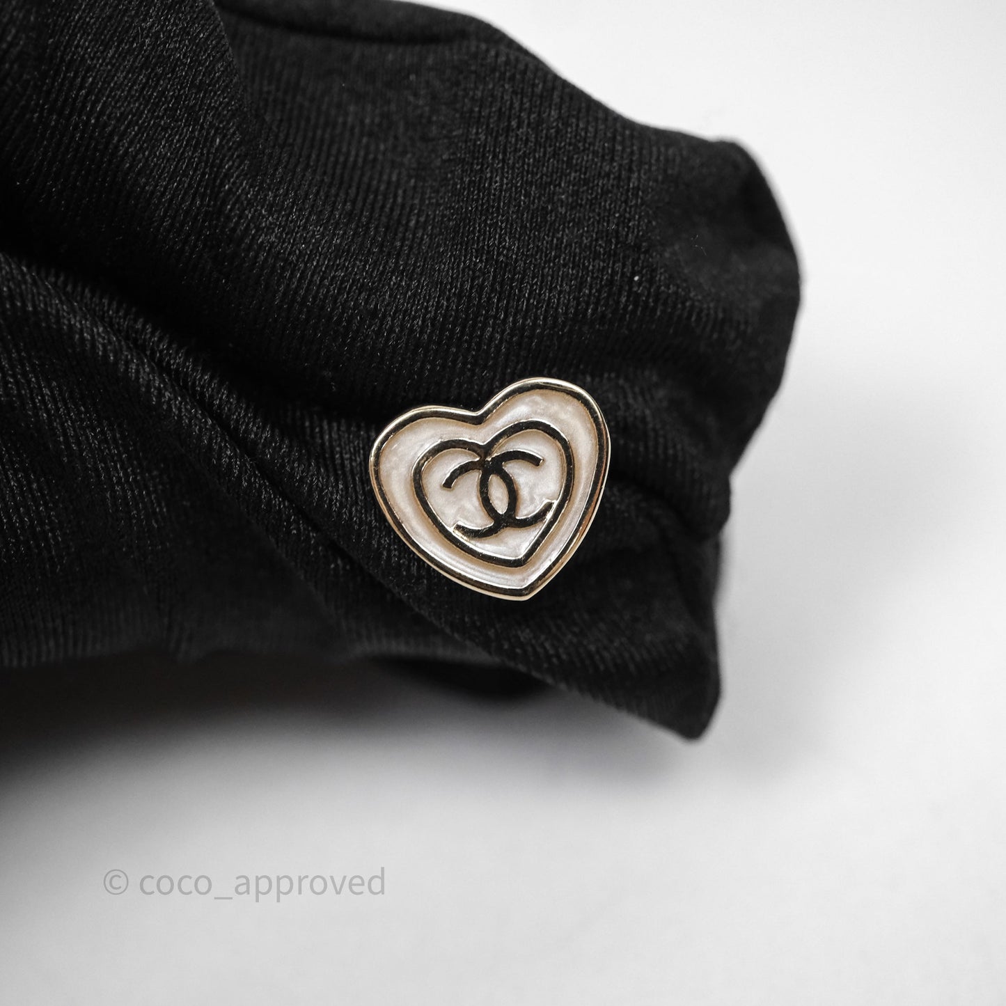 Chanel CC Heart Earrings White Gold Tone 24S