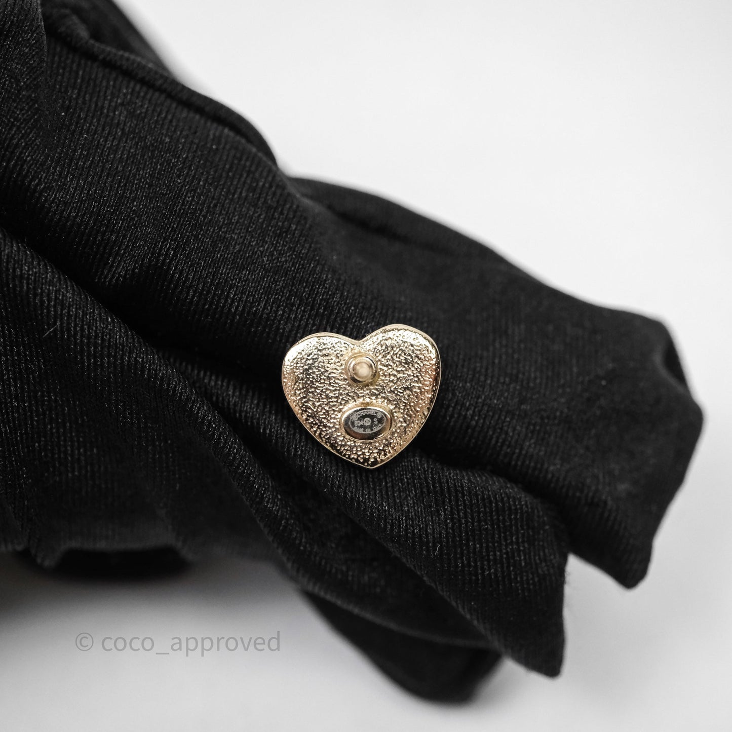 Chanel CC Heart Earrings White Gold Tone 24S