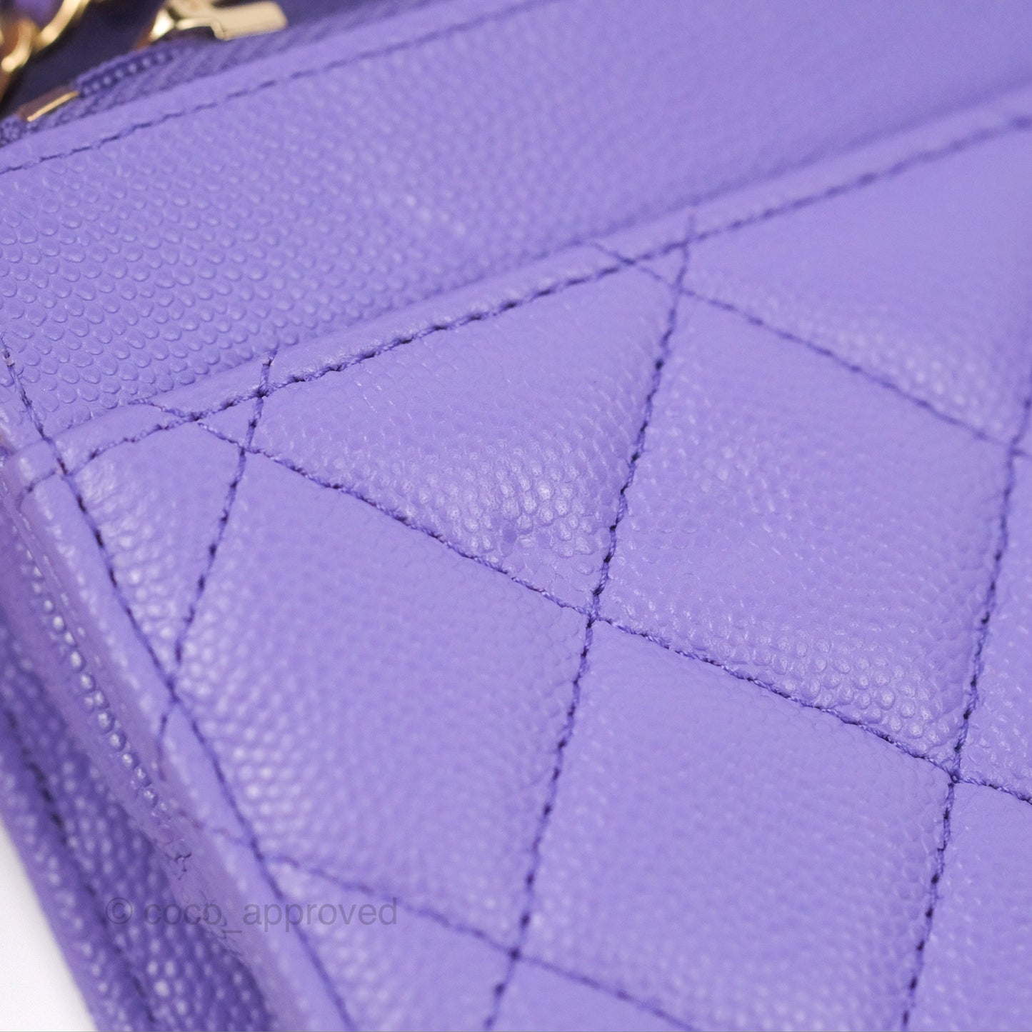 Chanel Quilted Classic Wallet on Chain WOC Purple Caviar Gold Hardware