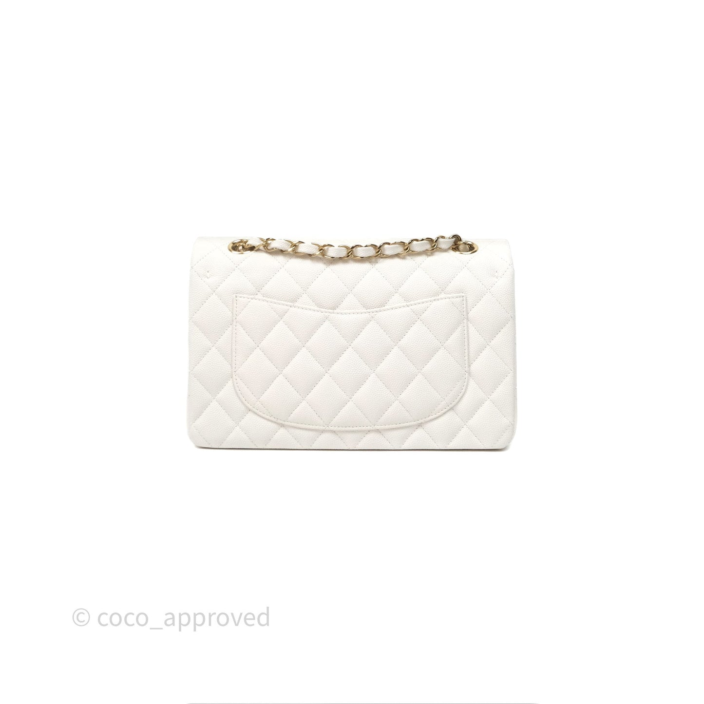 Chanel S/M Small Classic Flap Quilted Ivory White Caviar Gold Hardware