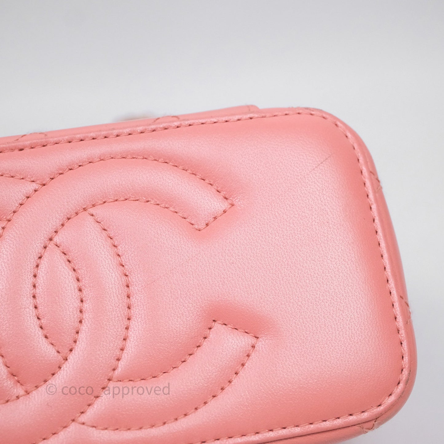 Chanel Quilted Vanity With Chain Pink Gold Hardware