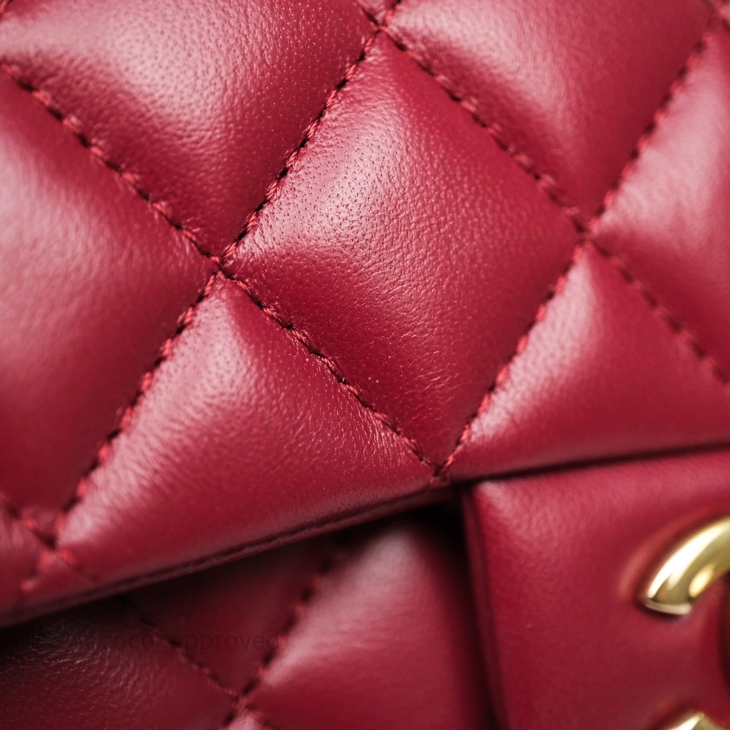 Chanel Top Handle Mini Rectangular Flap Dark Red Lambskin Gold Hardware