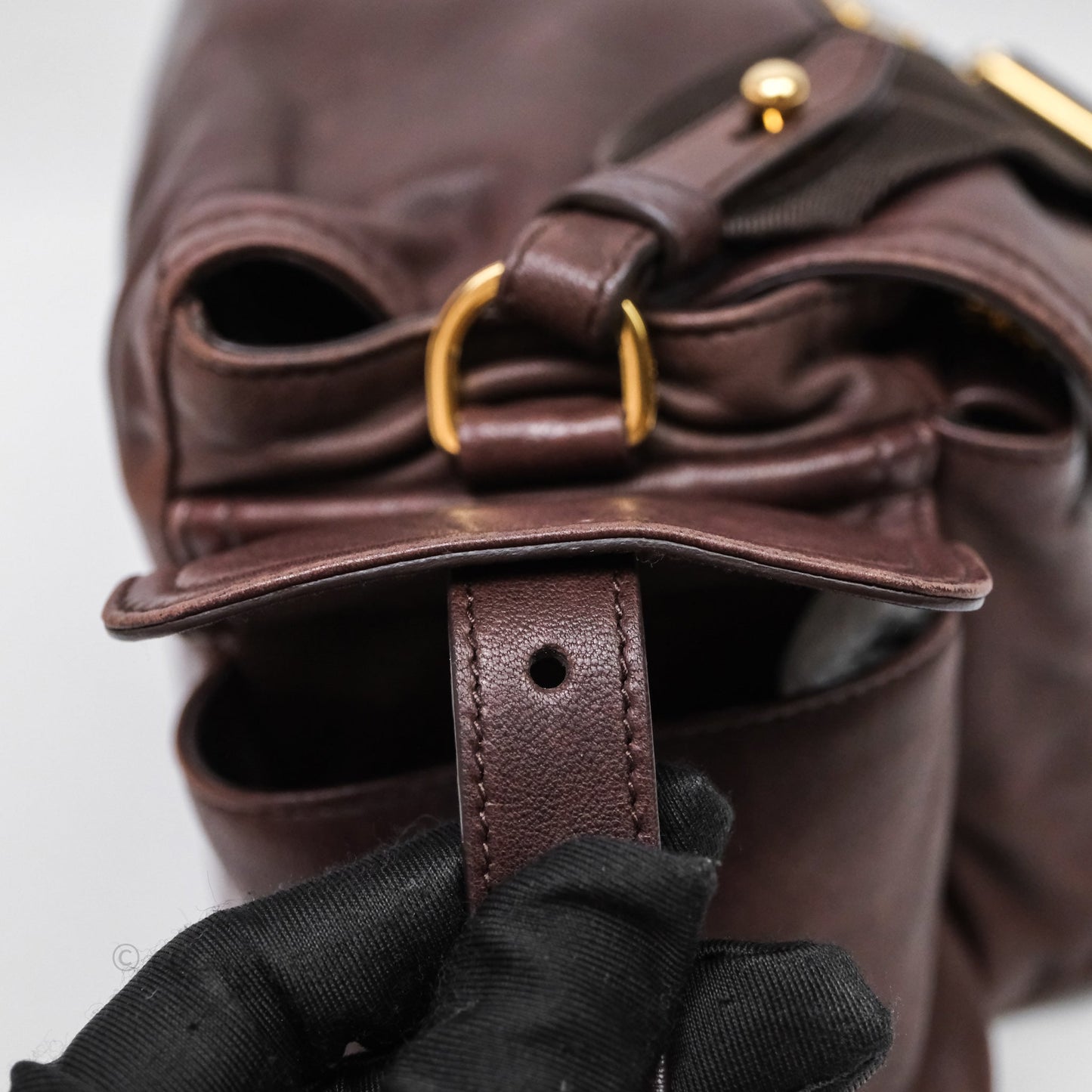 Prada Explore Medium Nappa Leather Shoulder Bag Chocolate Brown