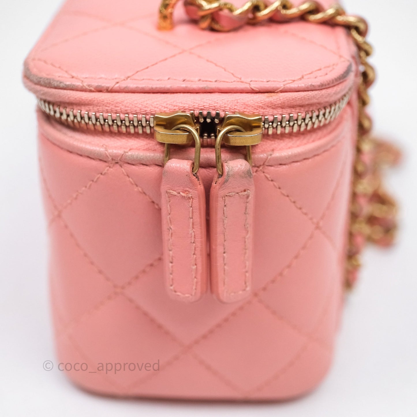 Chanel Quilted Vanity With Chain Pink Gold Hardware