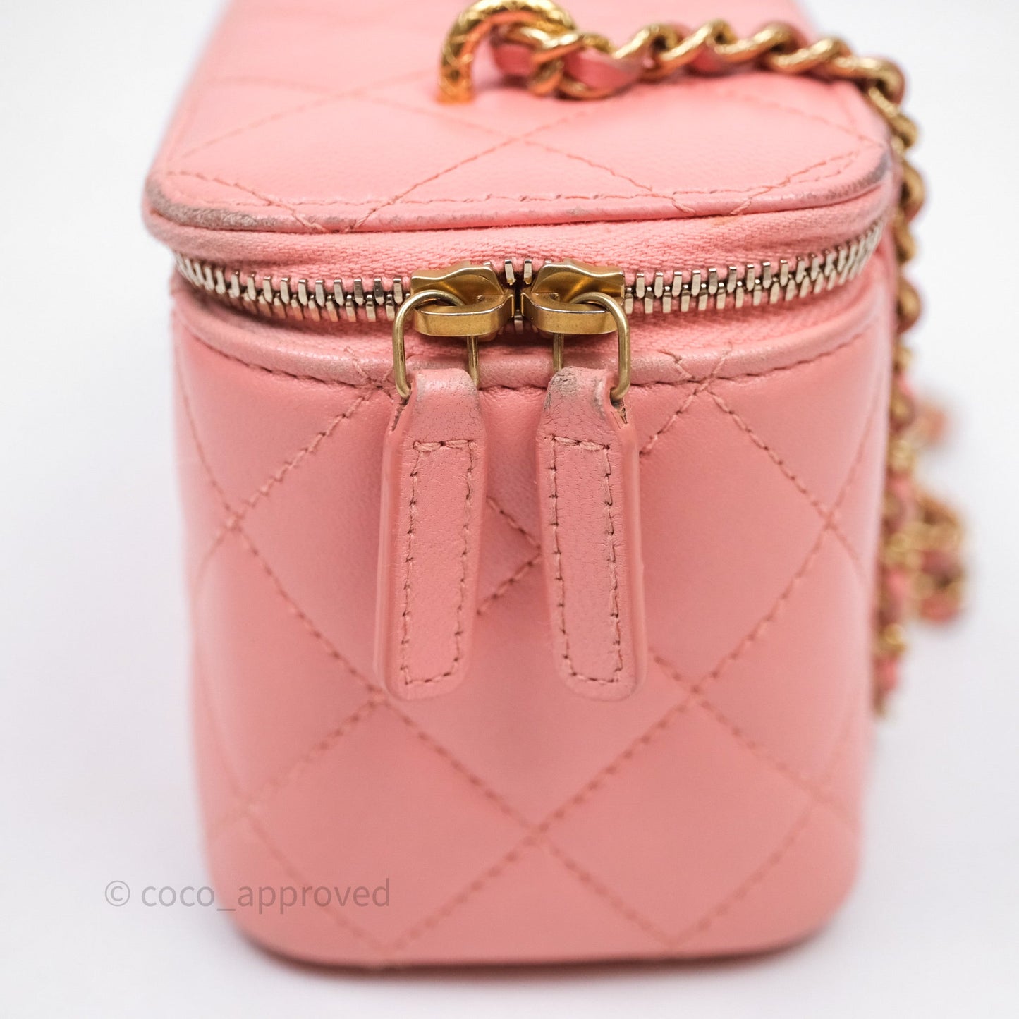 Chanel Quilted Vanity With Chain Pink Gold Hardware