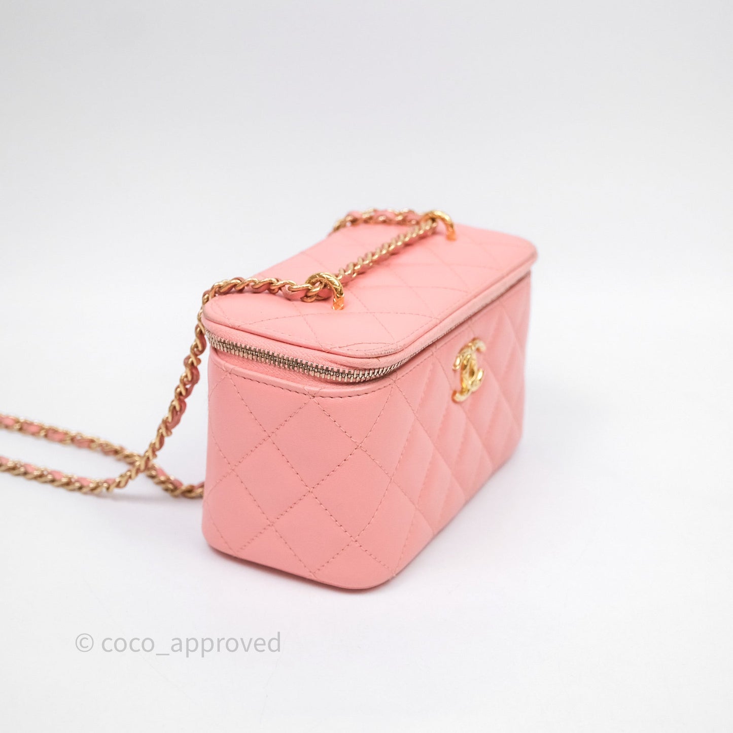 Chanel Quilted Vanity With Chain Pink Gold Hardware
