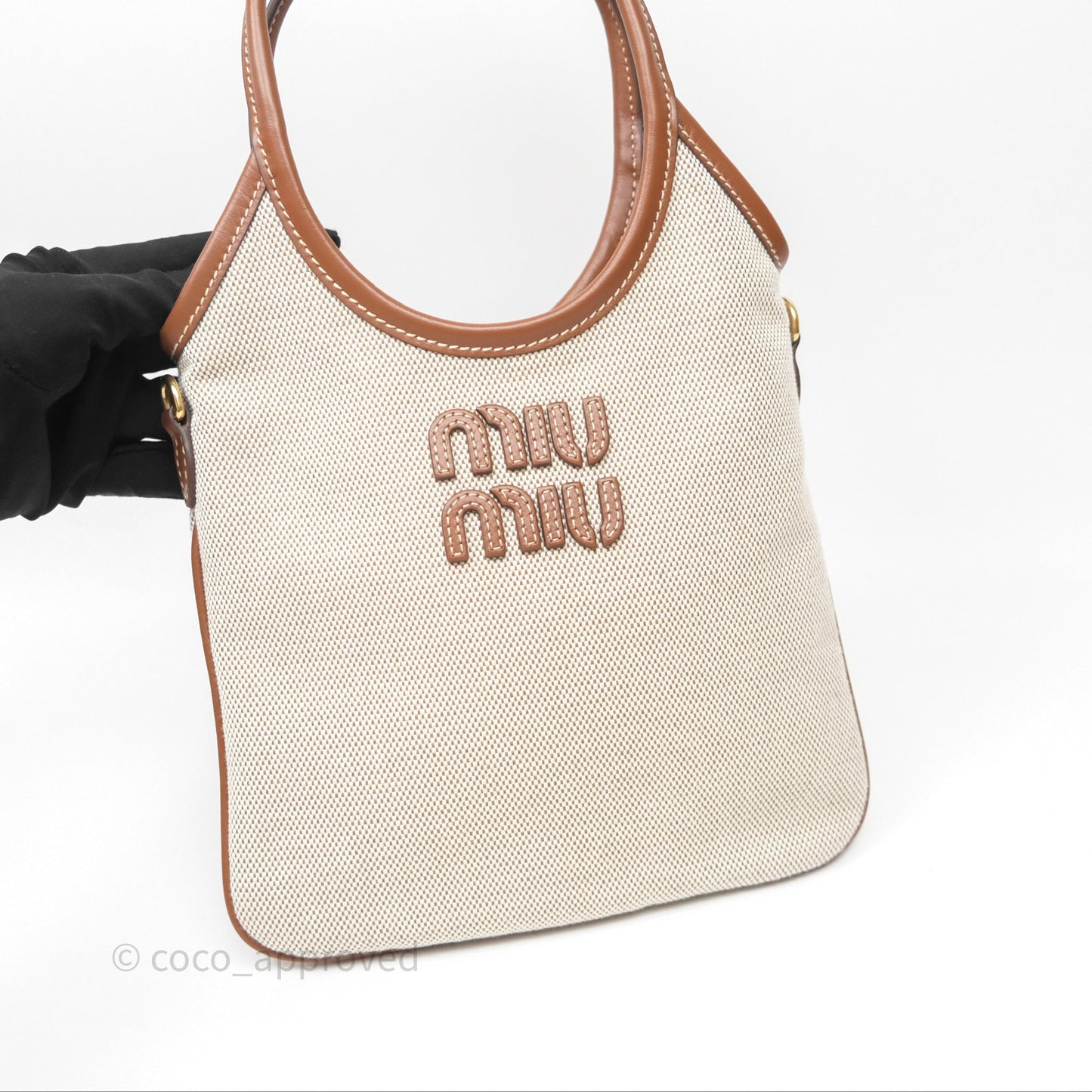 Miu Miu Mini IVY Canvas Beige/Brandy