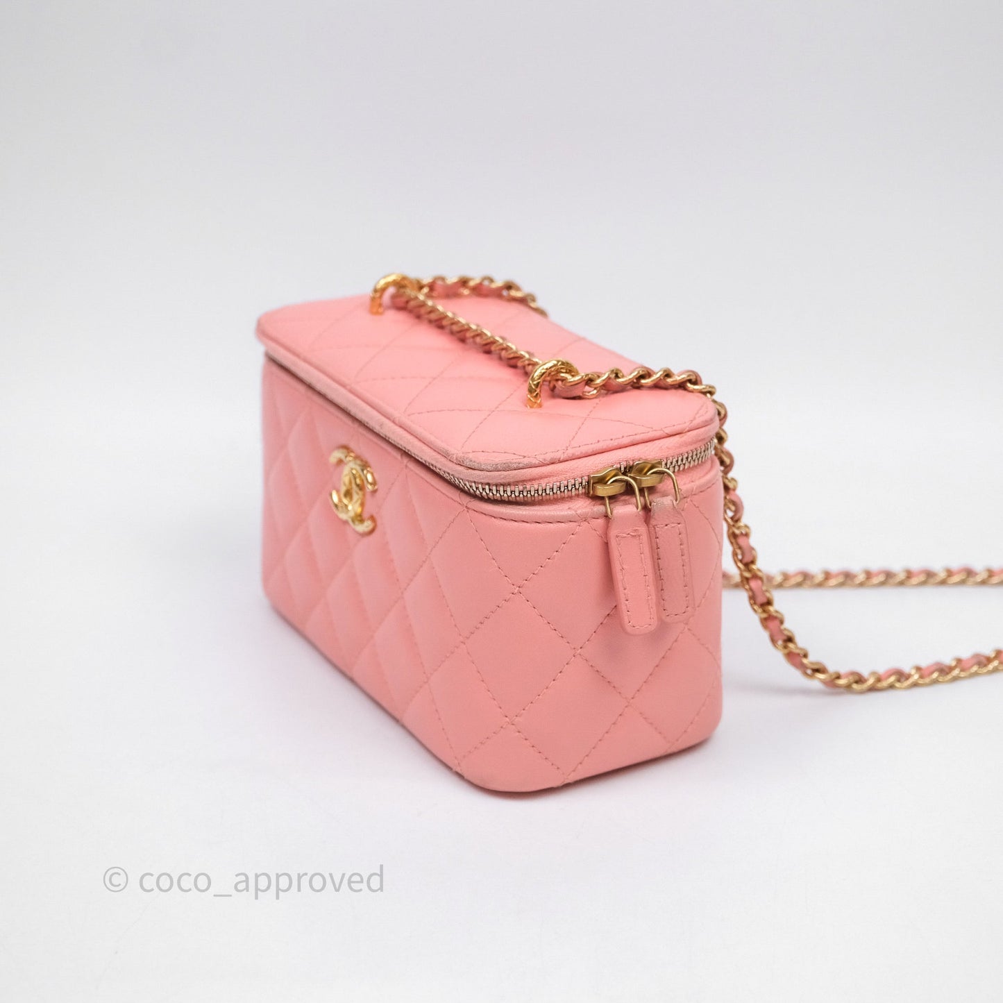 Chanel Quilted Vanity With Chain Pink Gold Hardware
