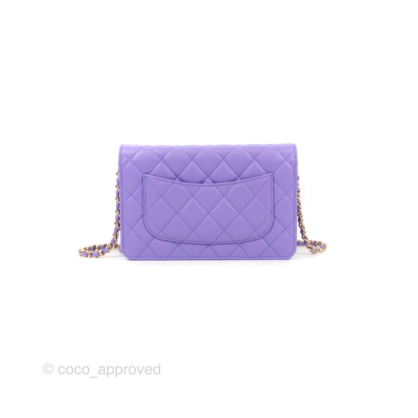 Chanel Quilted Classic Wallet on Chain WOC Purple Caviar Gold Hardware