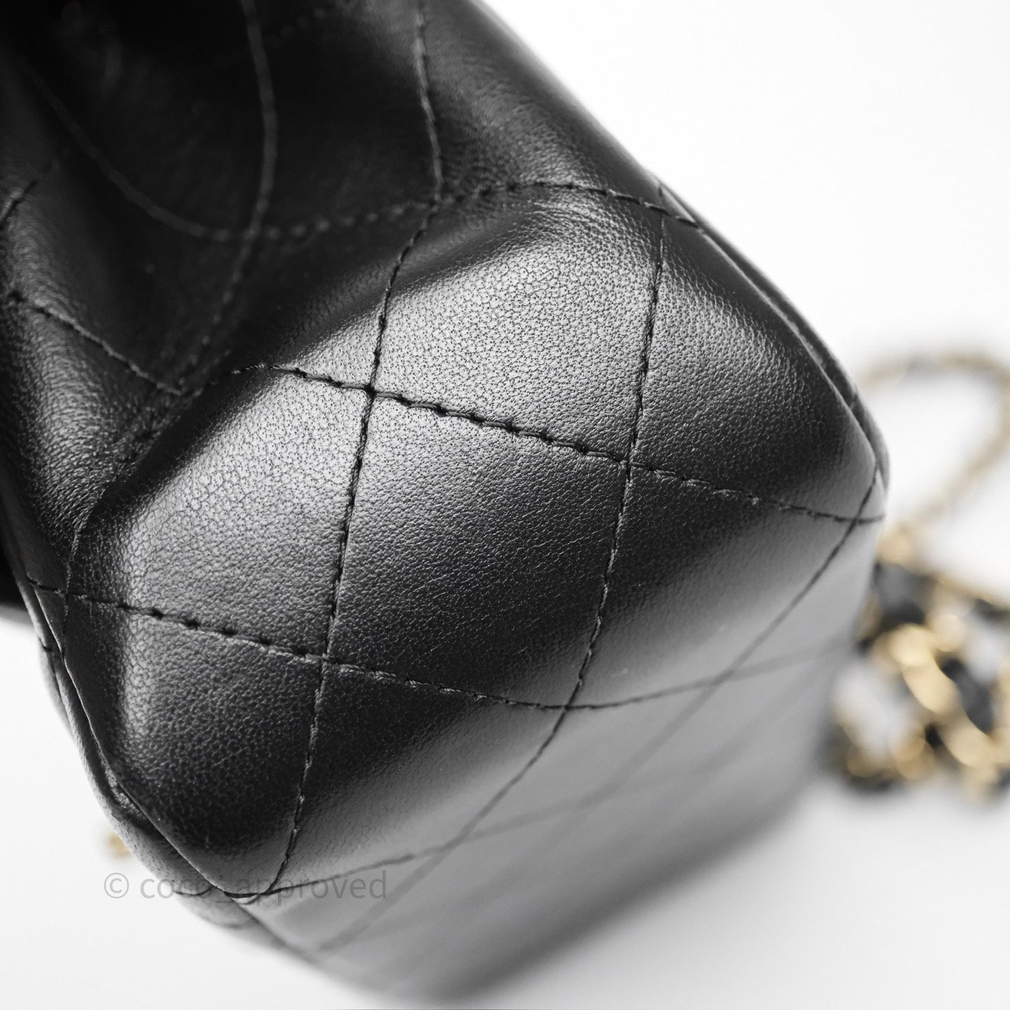 Chanel Mini Square Quilted Black Lambskin Gold Hardware