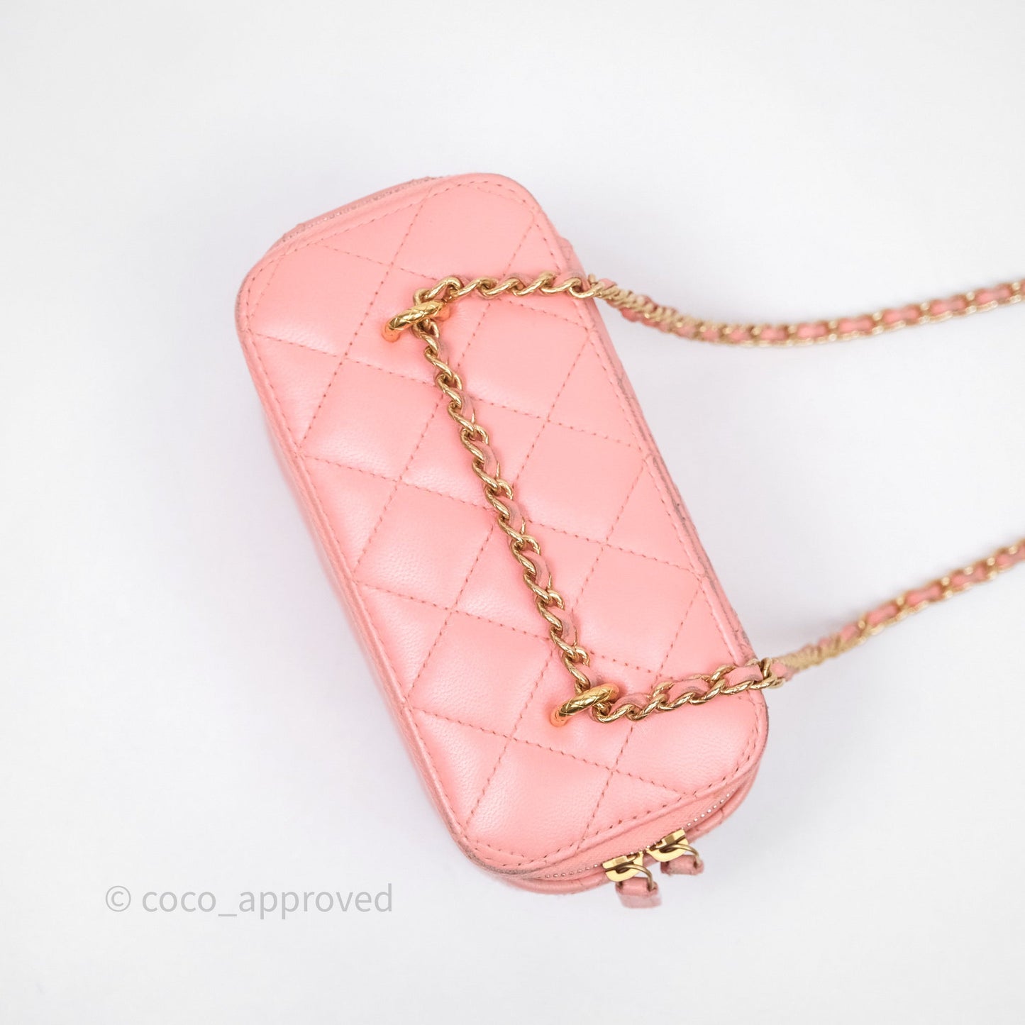 Chanel Quilted Vanity With Chain Pink Gold Hardware