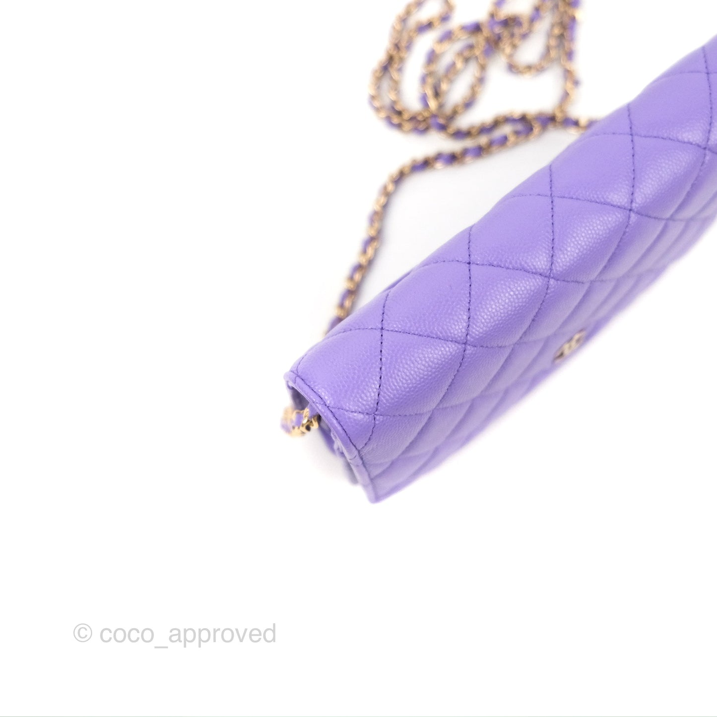 Chanel Quilted Classic Wallet on Chain WOC Purple Caviar Gold Hardware