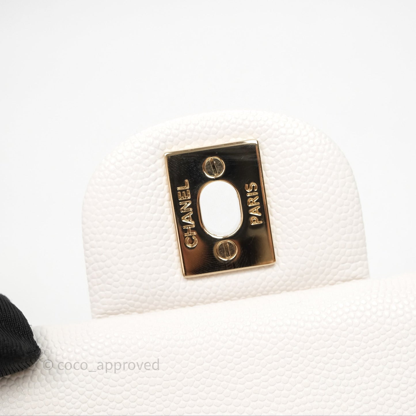 Chanel S/M Small Classic Flap Quilted Ivory White Caviar Gold Hardware