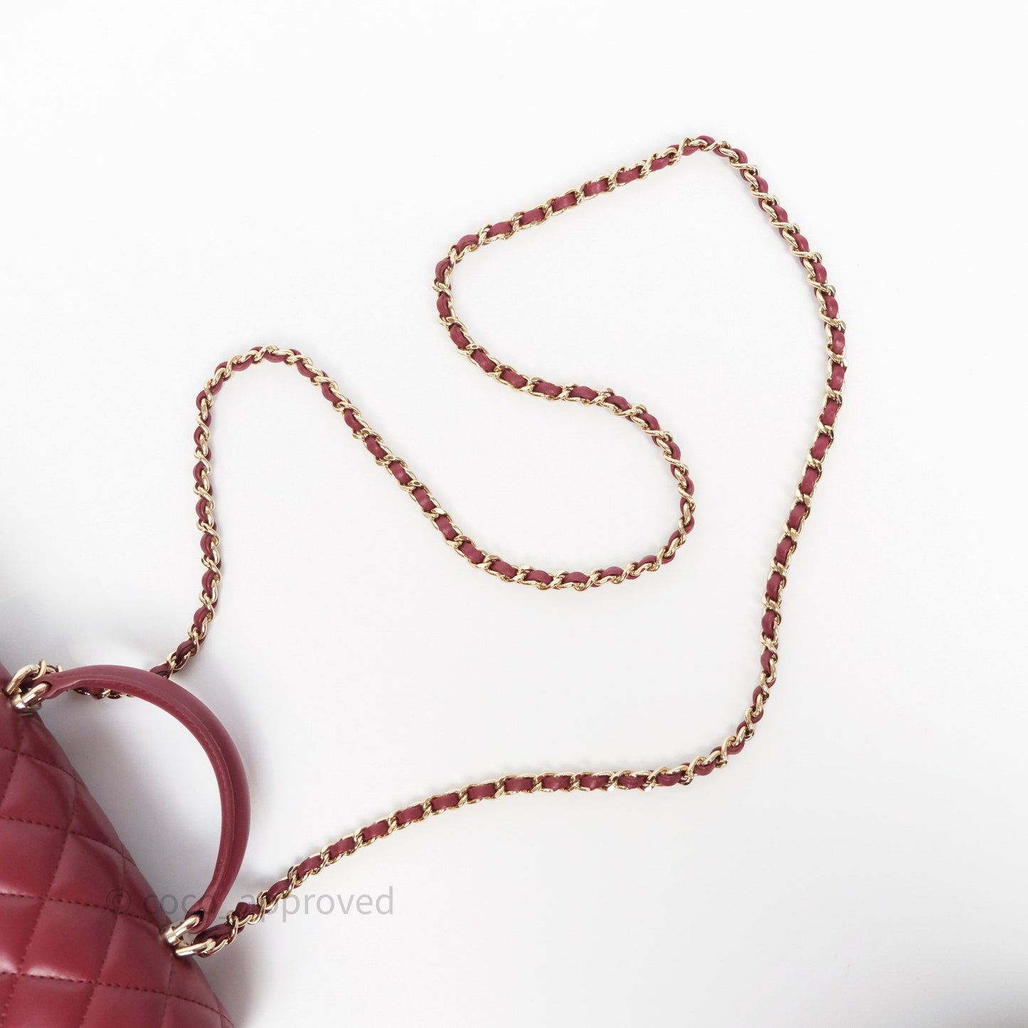 Chanel Top Handle Mini Rectangular Flap Dark Red Lambskin Gold Hardware