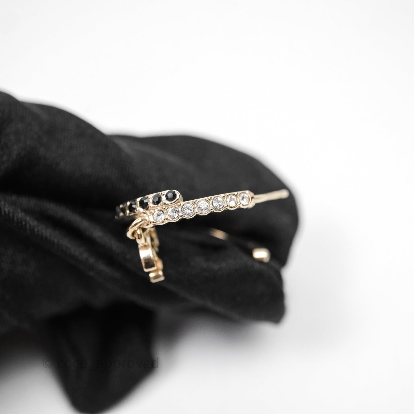 Chanel CC Crystals Double Hoop Gold Tone