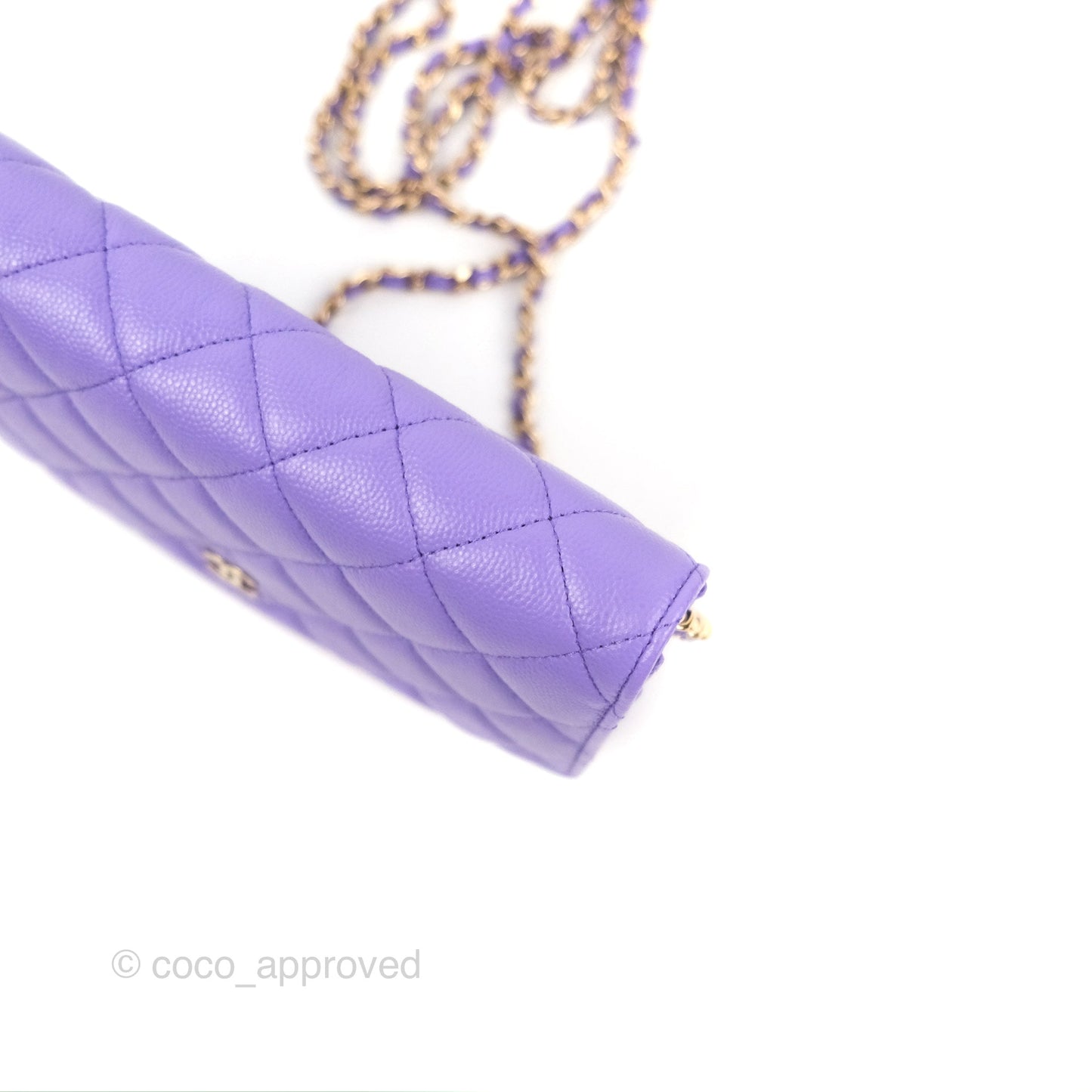 Chanel Quilted Classic Wallet on Chain WOC Purple Caviar Gold Hardware