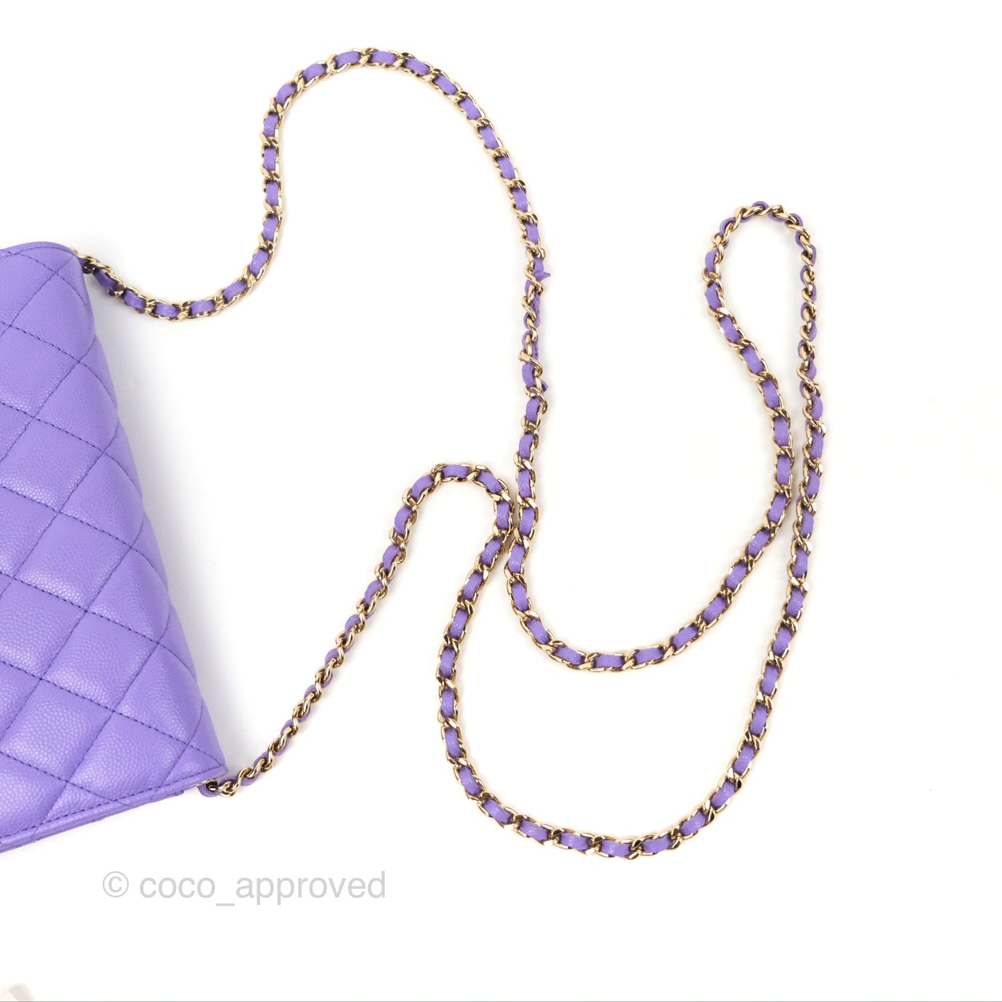 Chanel Quilted Classic Wallet on Chain WOC Purple Caviar Gold Hardware