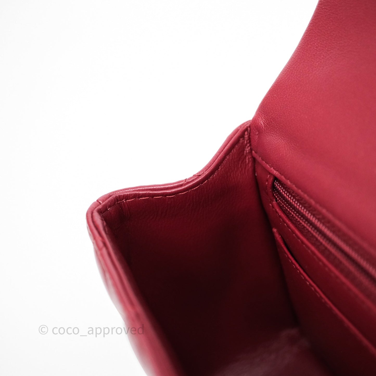 Chanel Top Handle Mini Rectangular Flap Dark Red Lambskin Gold Hardware
